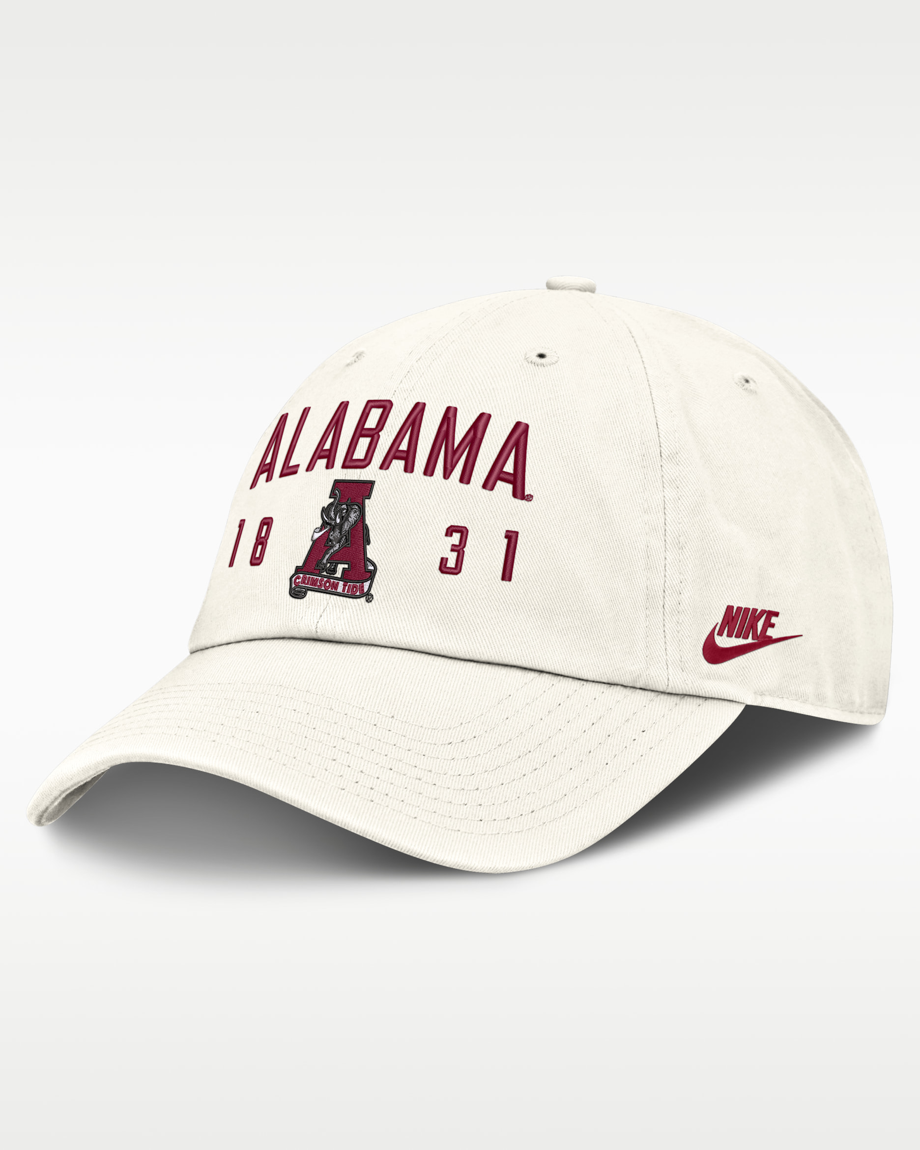 Alabama Natural Club Men's Nike College Adjustable Hat - White