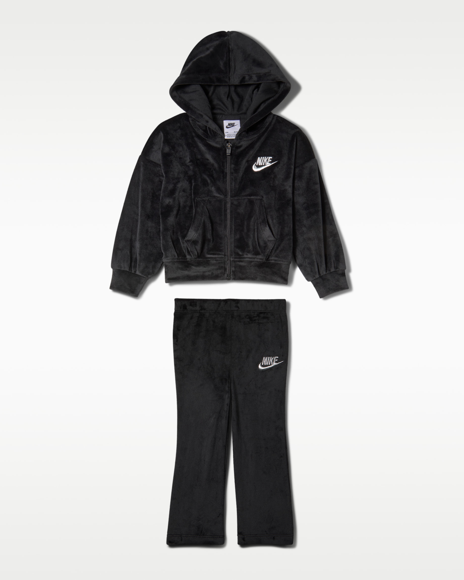 Conjunto de 2 piezas de leggings de velour acampanados para bebé (12 a 24 meses) Nike - Negro