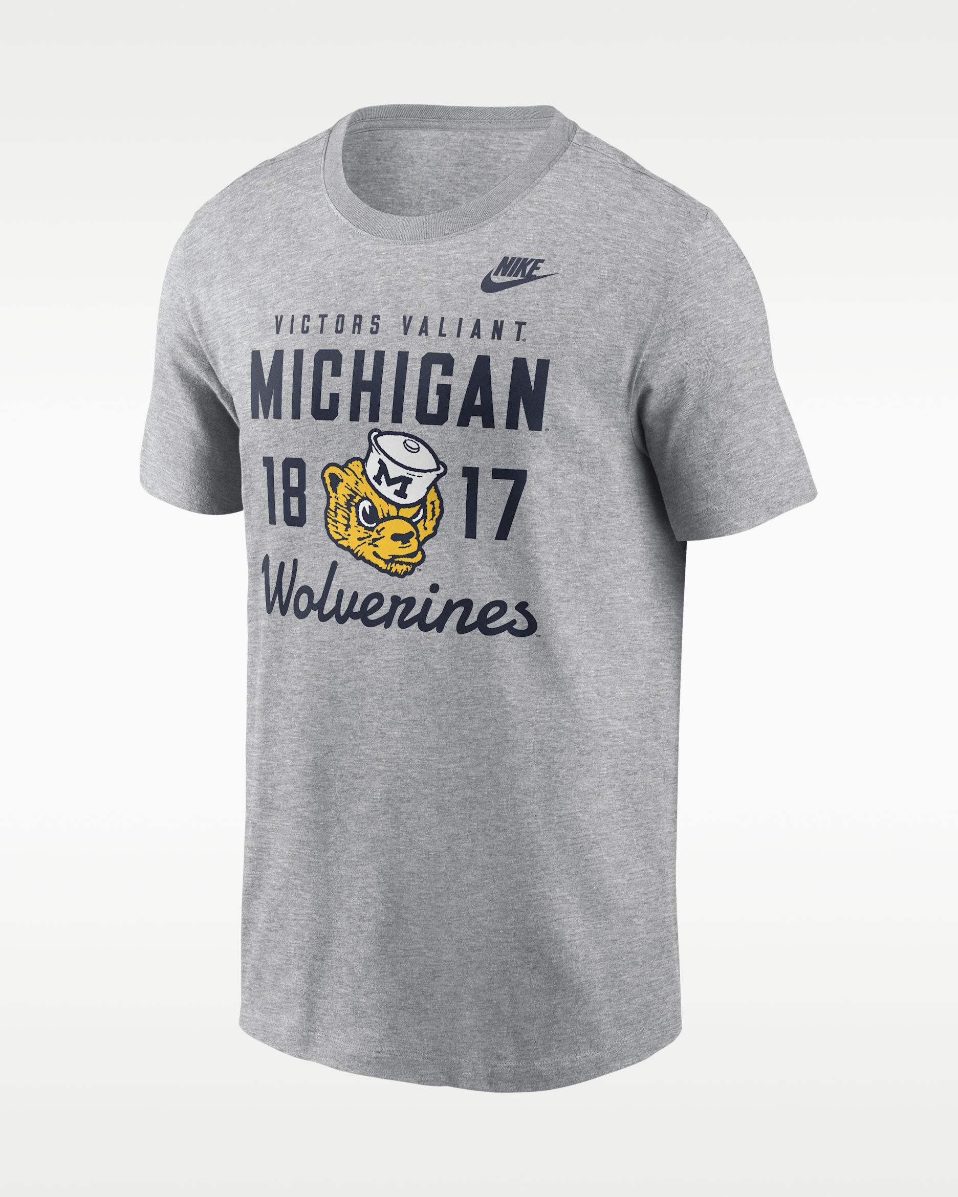 Michigan Legacy Stacked Est Men's Nike College T-Shirt - Grey Heather