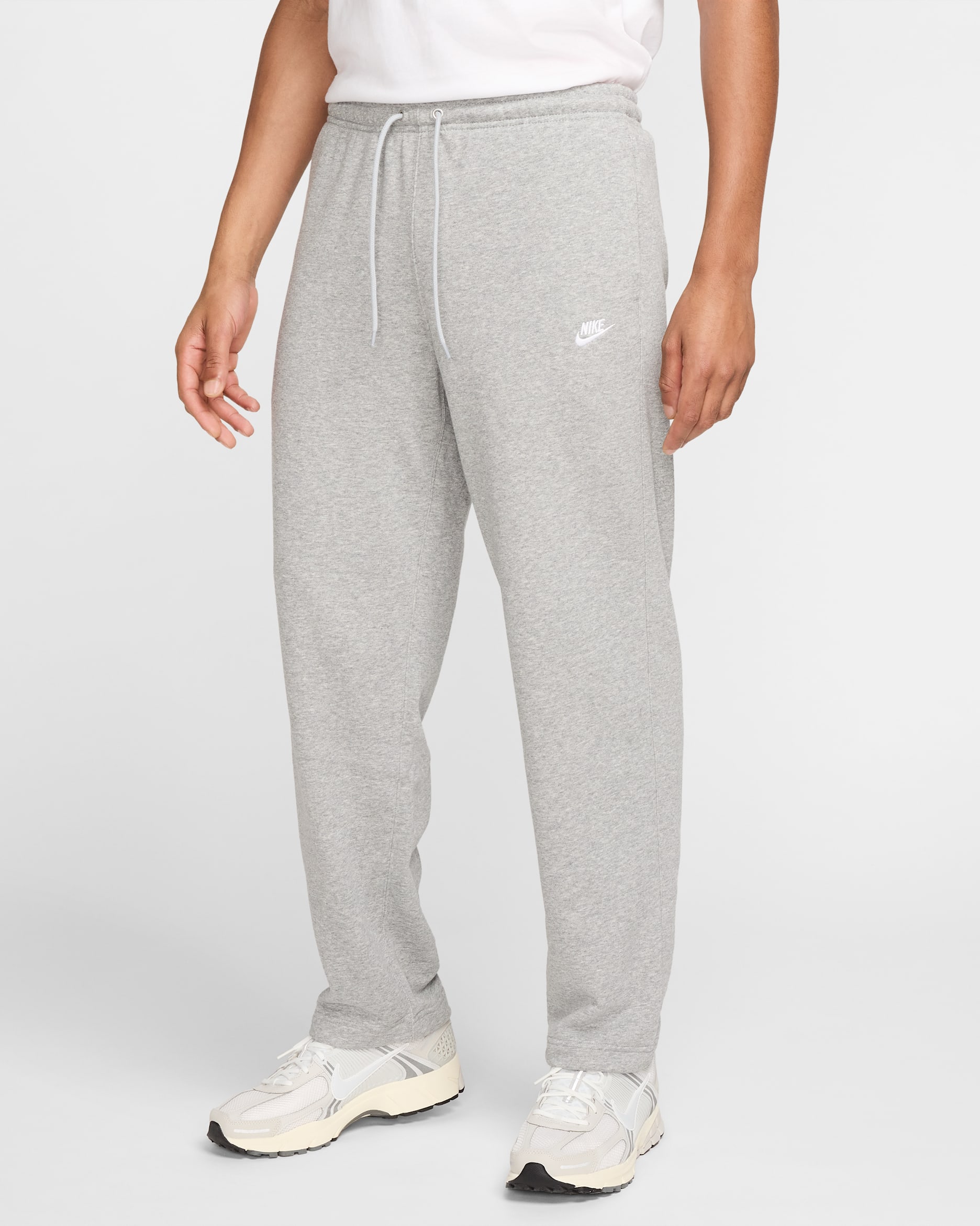 Nike Club frottébukse med åpen fald til herre - Dark Grey Heather/Light Smoke Grey/Hvit