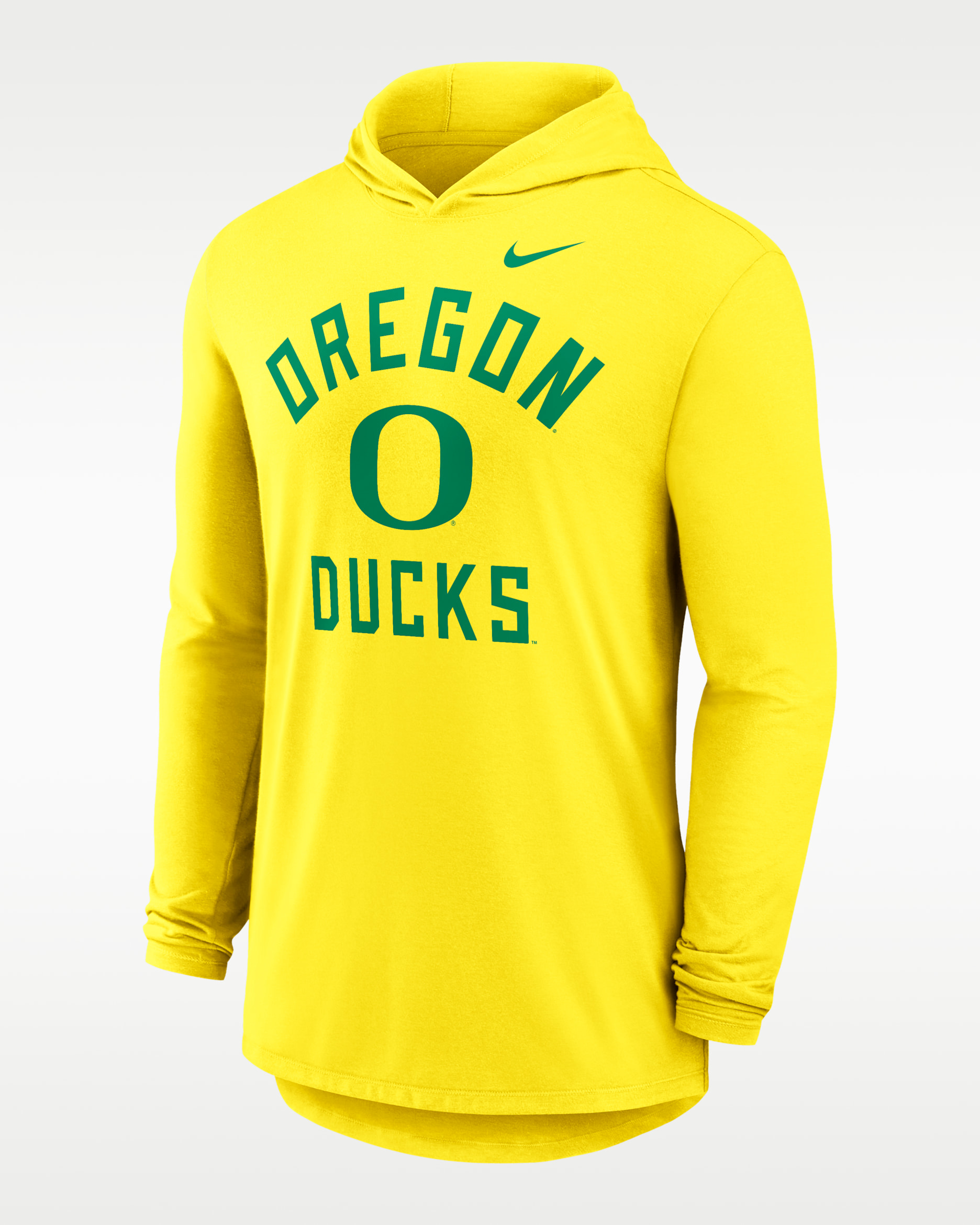 Oregon Campus Arch Men's Nike Dri-FIT College Long-Sleeve Hooded T-Shirt - Yellow