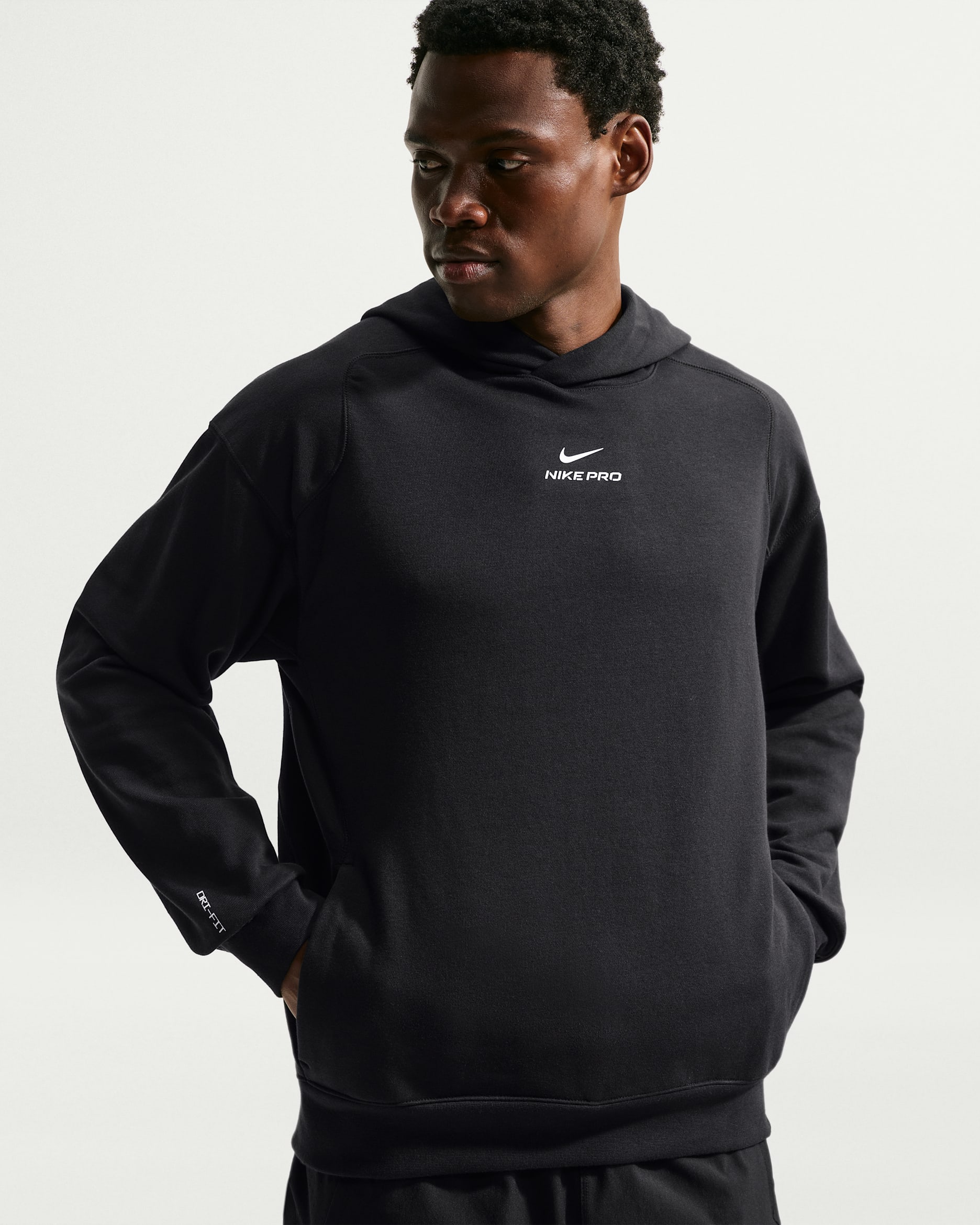 Sweat à capuche de training deuxième couche Dri-FIT Nike Pro pour homme - Noir/Blanc