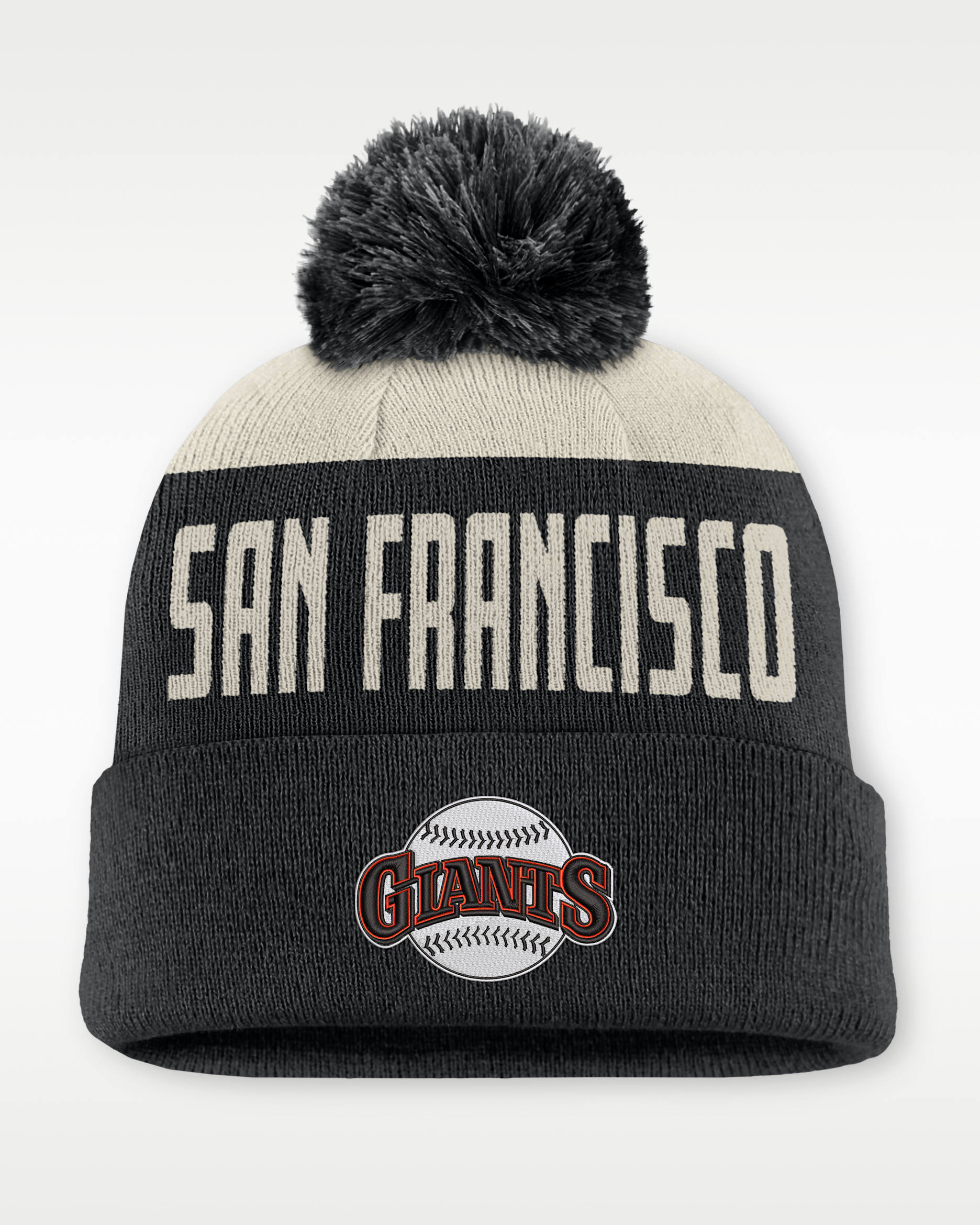 Gorro con dobladillo y pompón Nike de la MLB para hombre San Francisco Giants Cooperstown Peak - Negro/Blanco