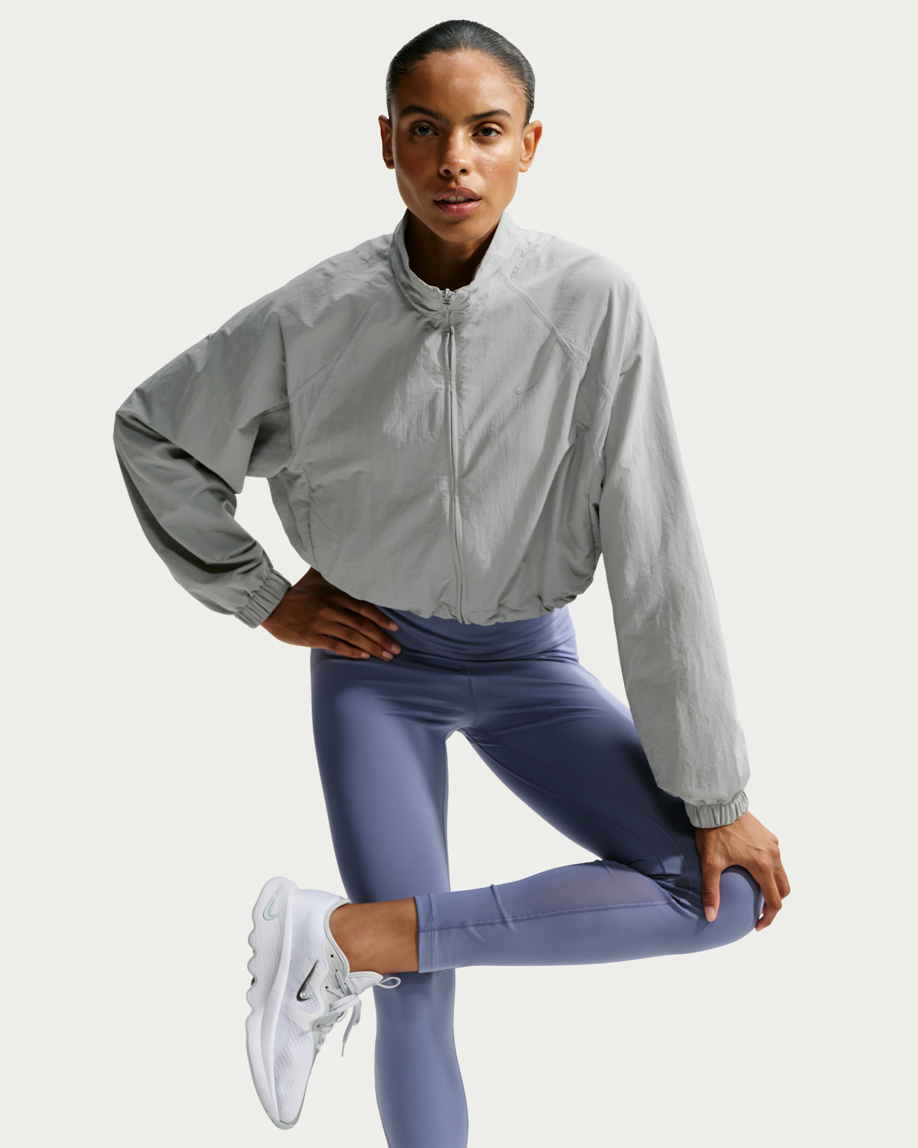 Nike N.A.C. Women's Oversized Woven Full-Zip Jacket - Light Smoke Grey/Light Smoke Grey