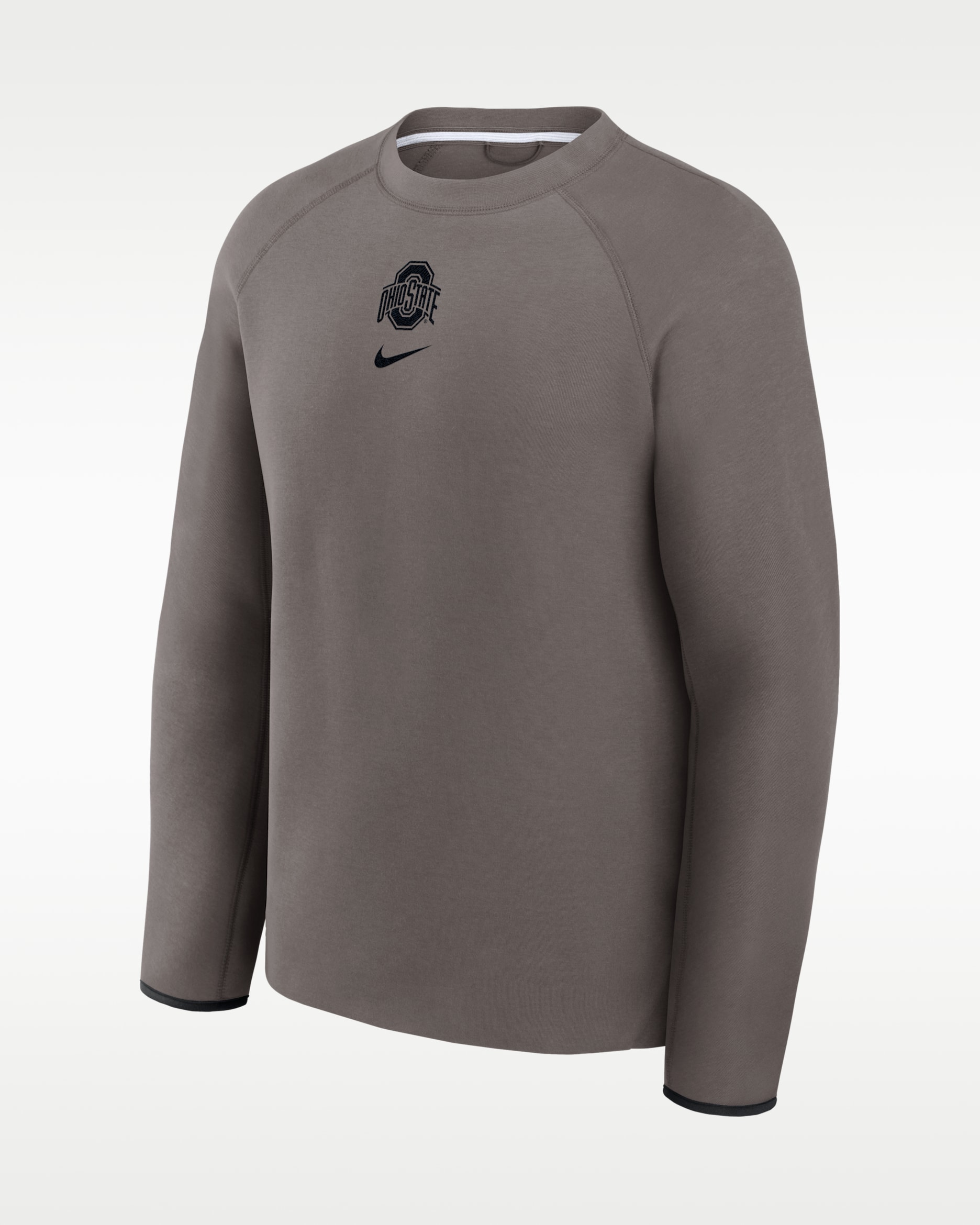 Ohio State Tech Fleece Men's Nike College Pullover Crew - Stone