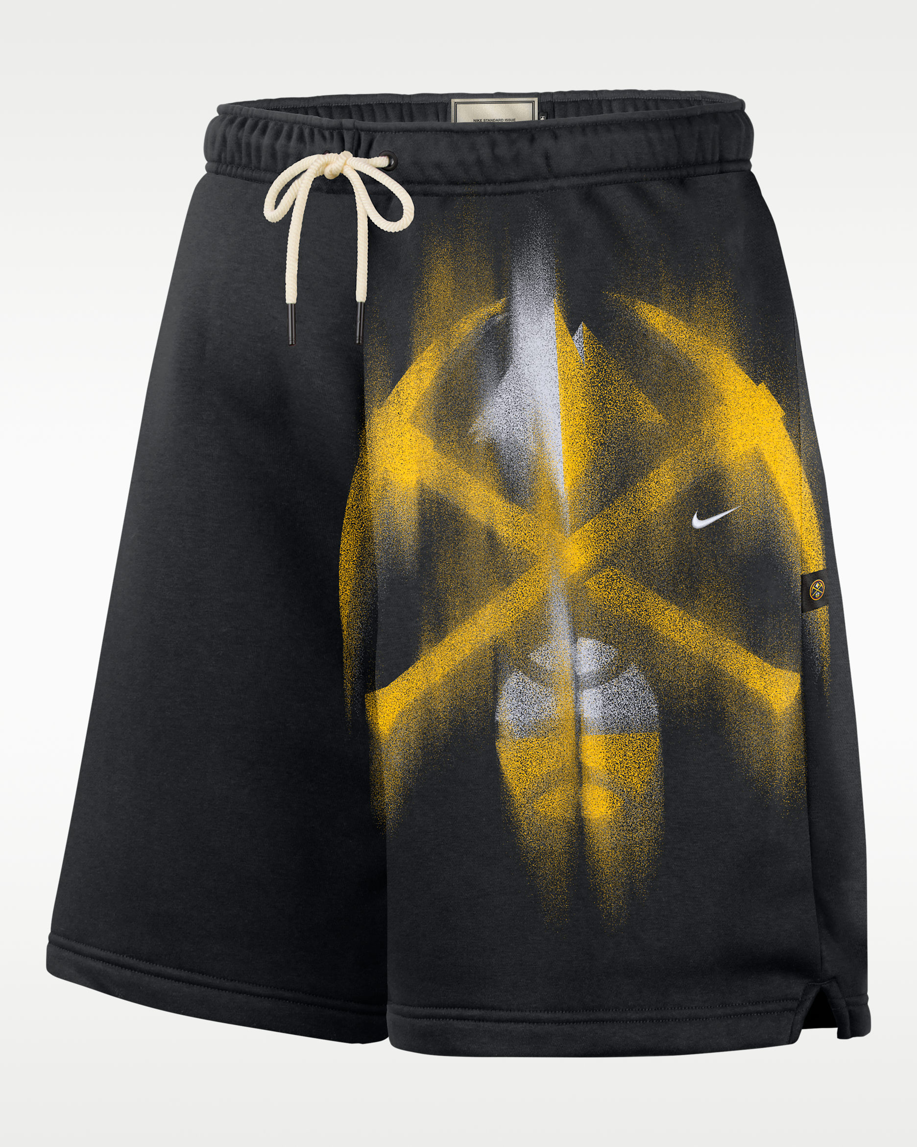 Shorts de básquetbol de tejido Fleece para hombre Denver Nuggets Standard Issue - Negro/Blanco