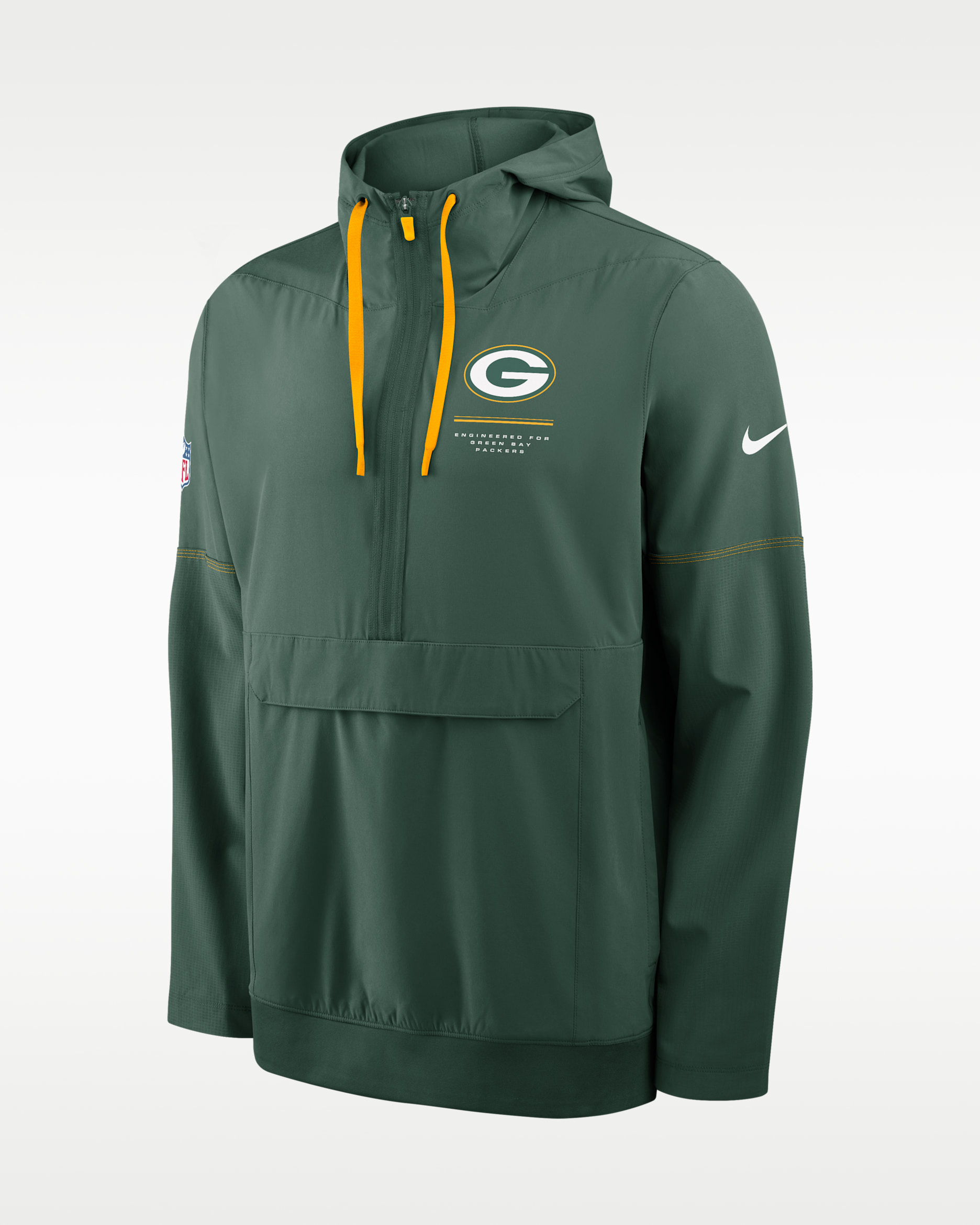 Chamarra Nike de la NFL de medio cierre con gorro para hombre Green Bay Packers Sideline Anorak - Verde