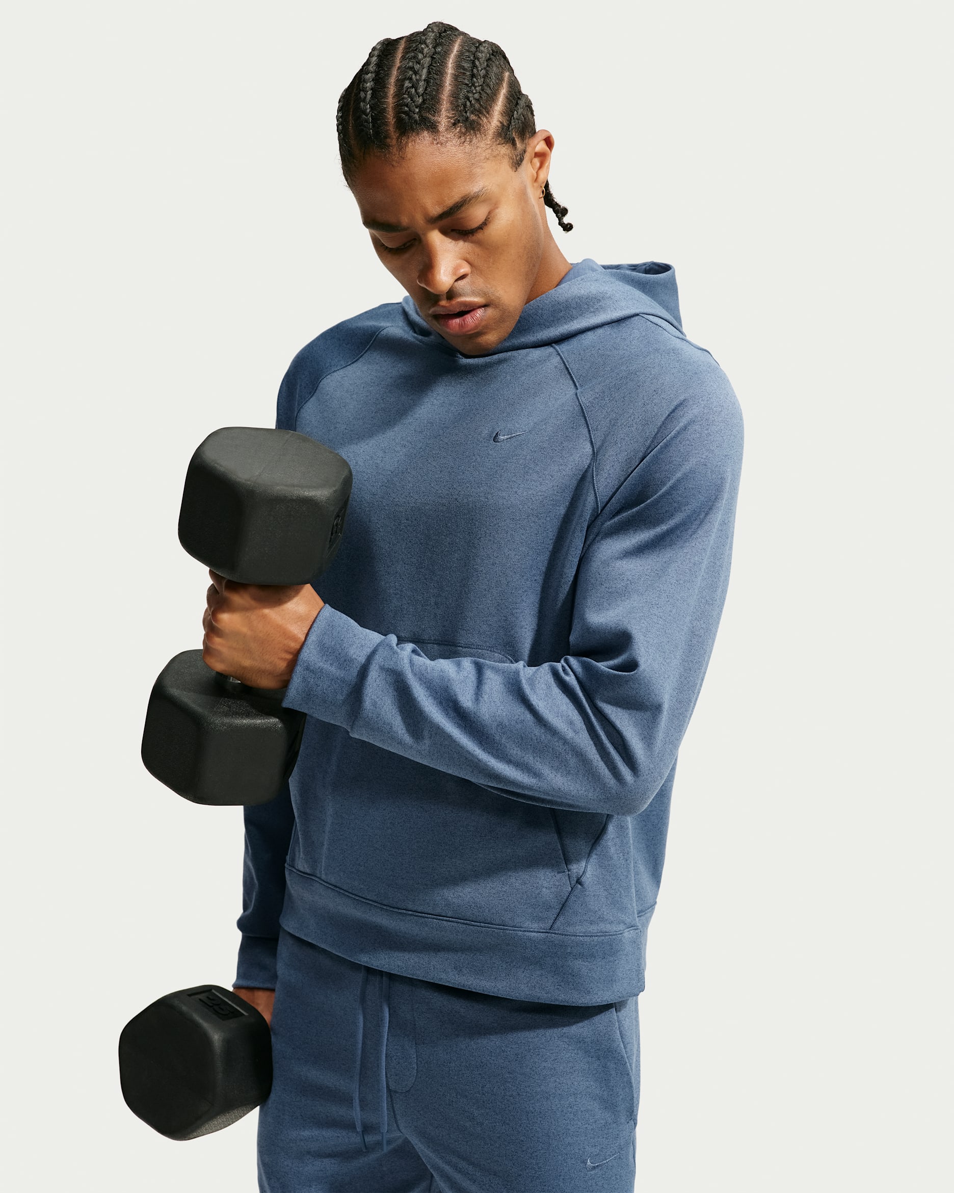 Nike Primary NanoKnit Men's Dri-FIT UV Protection Pullover Performance Hoodie - New Slate/Midnight Navy/Heather/New Slate