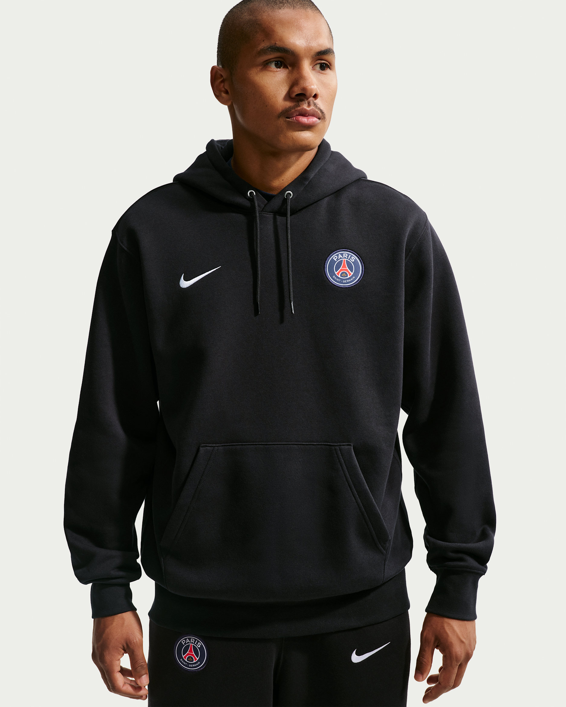 Paris Saint-Germain Club Men's Nike Soccer Pullover Hoodie - Black/White
