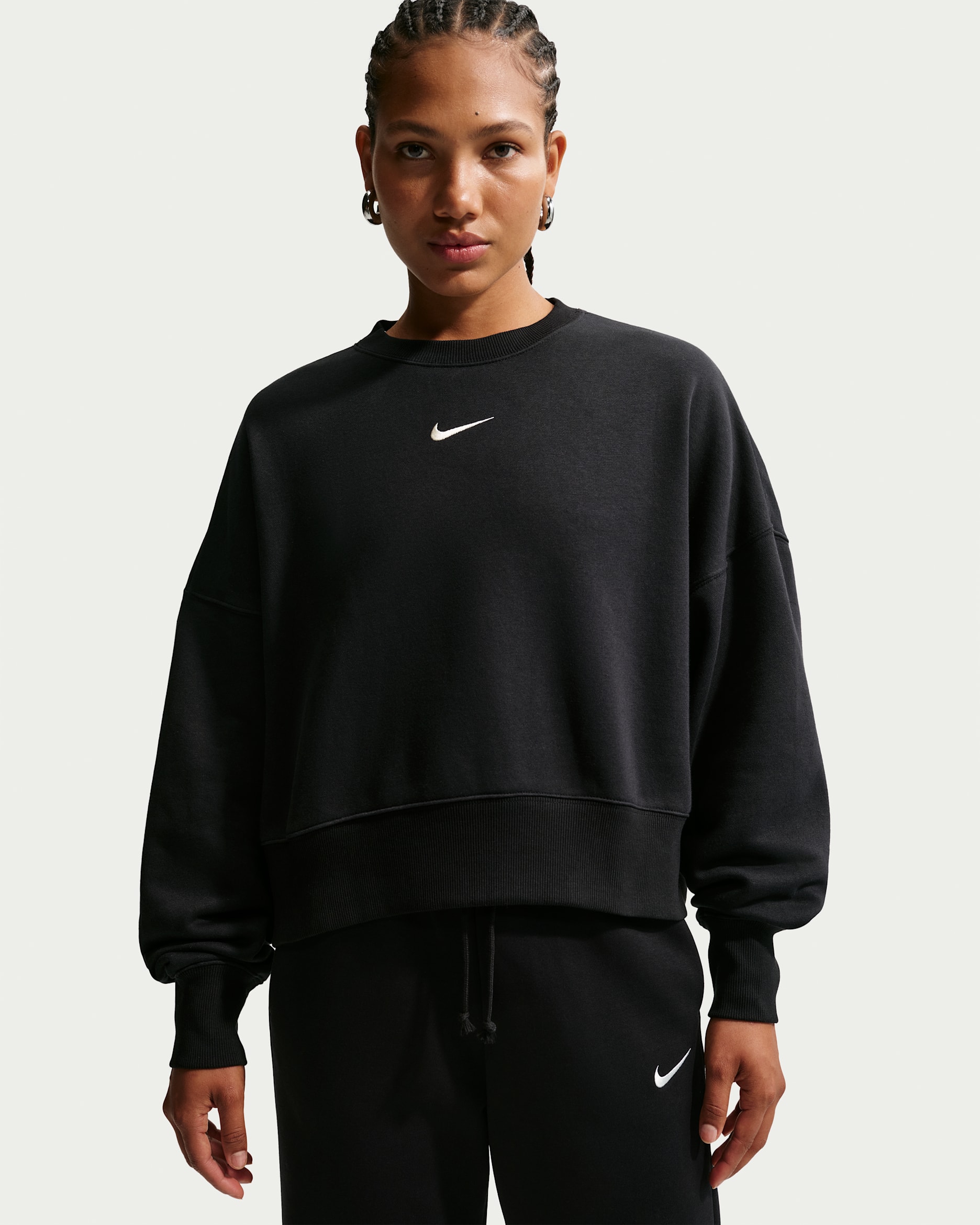 Nike Sportswear Phoenix Fleece Women's Over-Oversized Crew-Neck Sweatshirt - Black/Sail