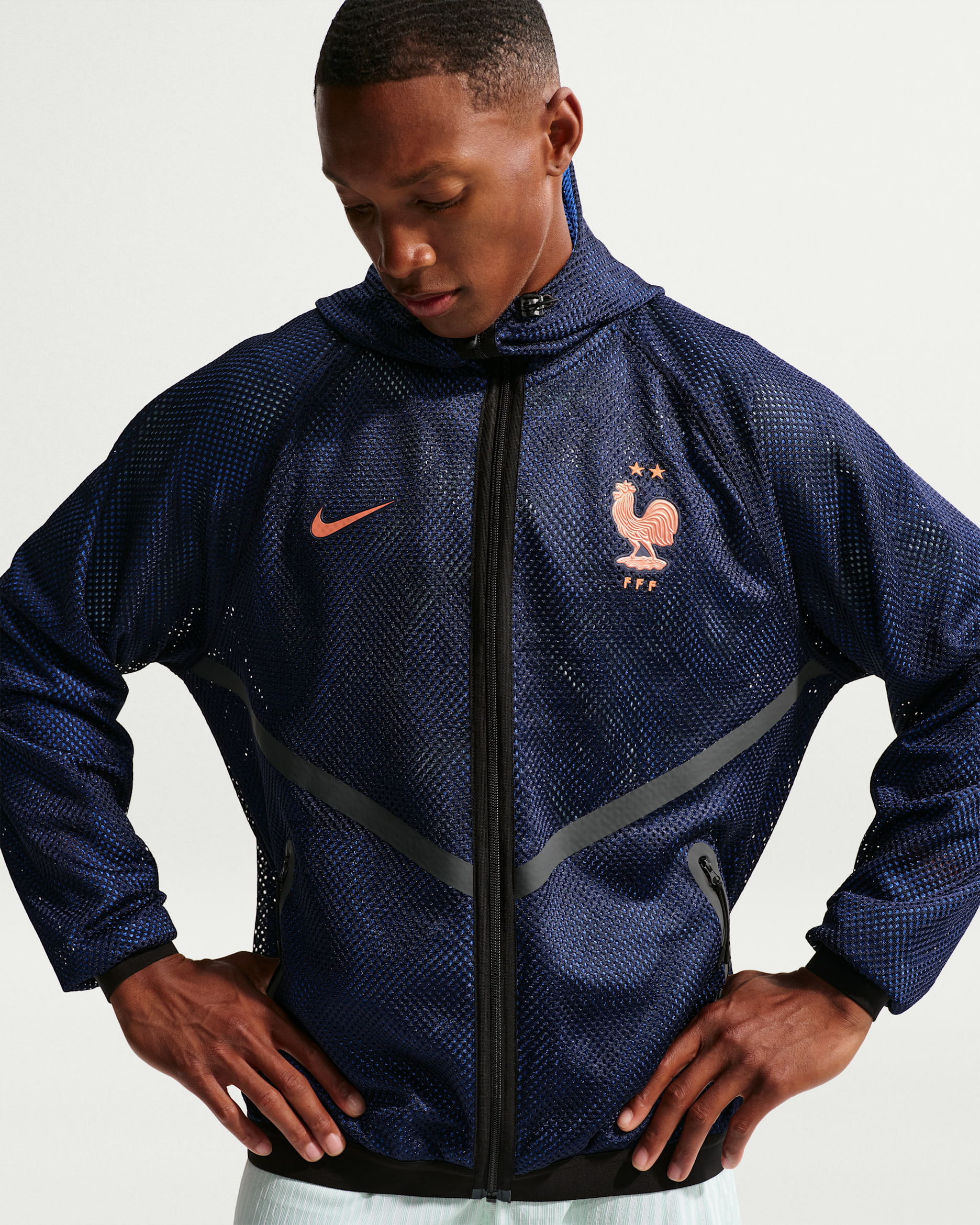 FFF Men's Nike Dri-FIT Football Anthem Jacket - Blackened Blue/Game Royal/Metallic Copper