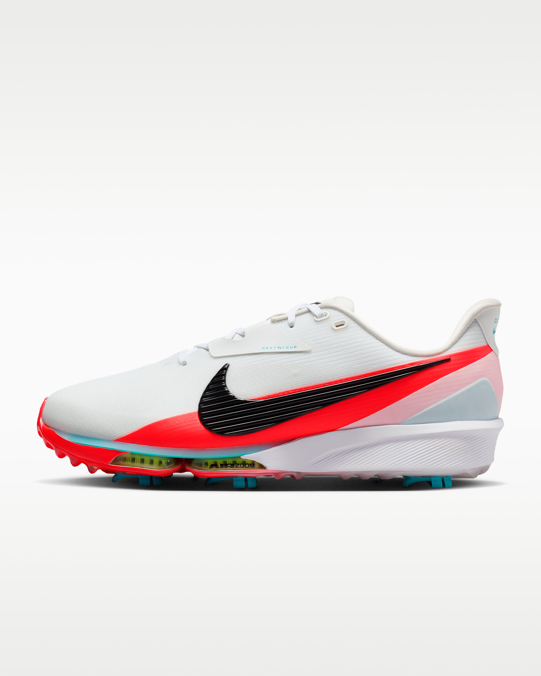 Męskie buty do golfa Nike NEXT% TOUR 3 - Summit White/Bright Crimson/Dusty Cactus/Czerń