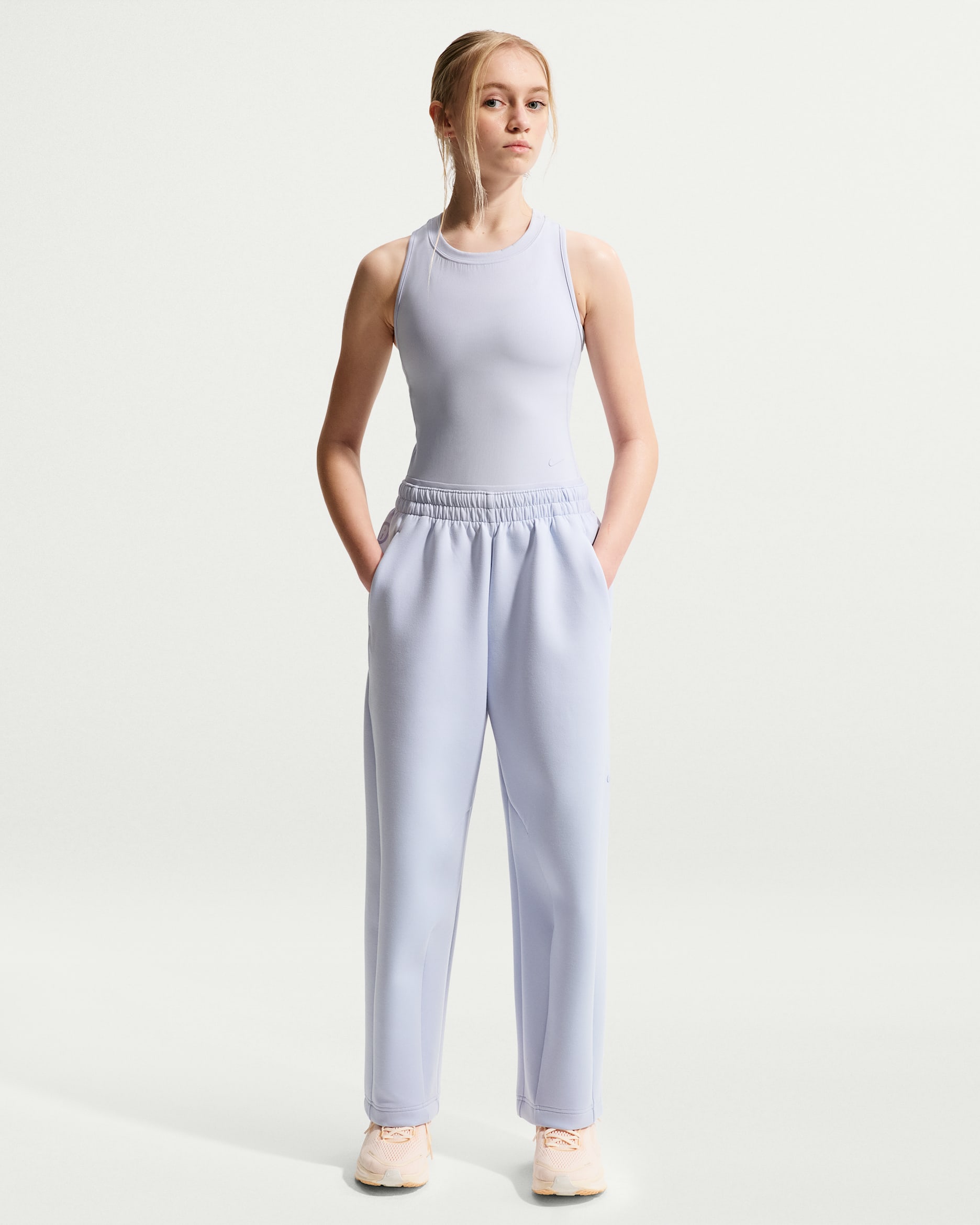 Nike MAVN Girls' High-Rise Therma-FIT Knit Pants - Ghost/Black/Ghost
