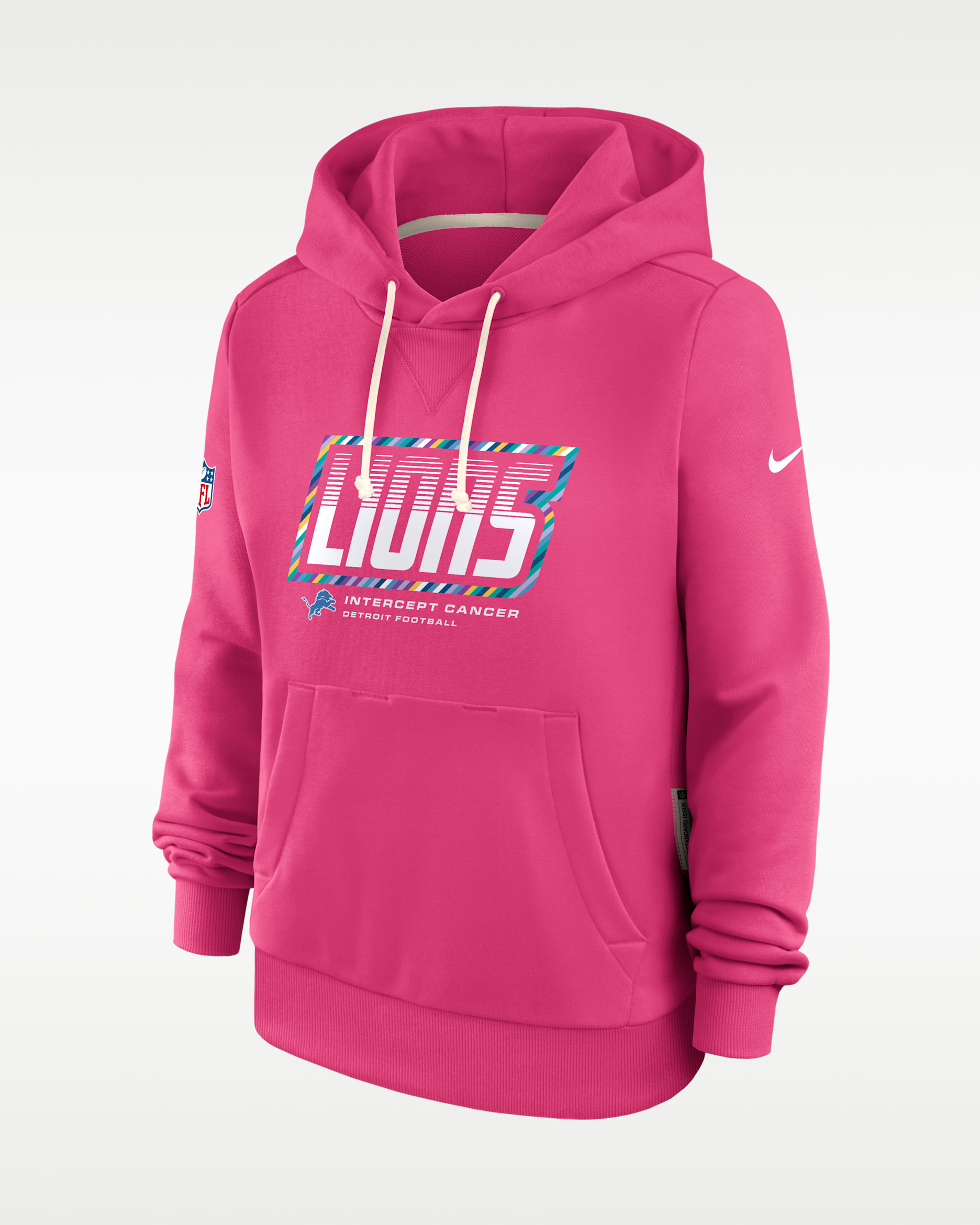 Detroit Lions Crucial Catch Standard Issue Women's Nike Dri-FIT NFL Pullover Hoodie - Pink