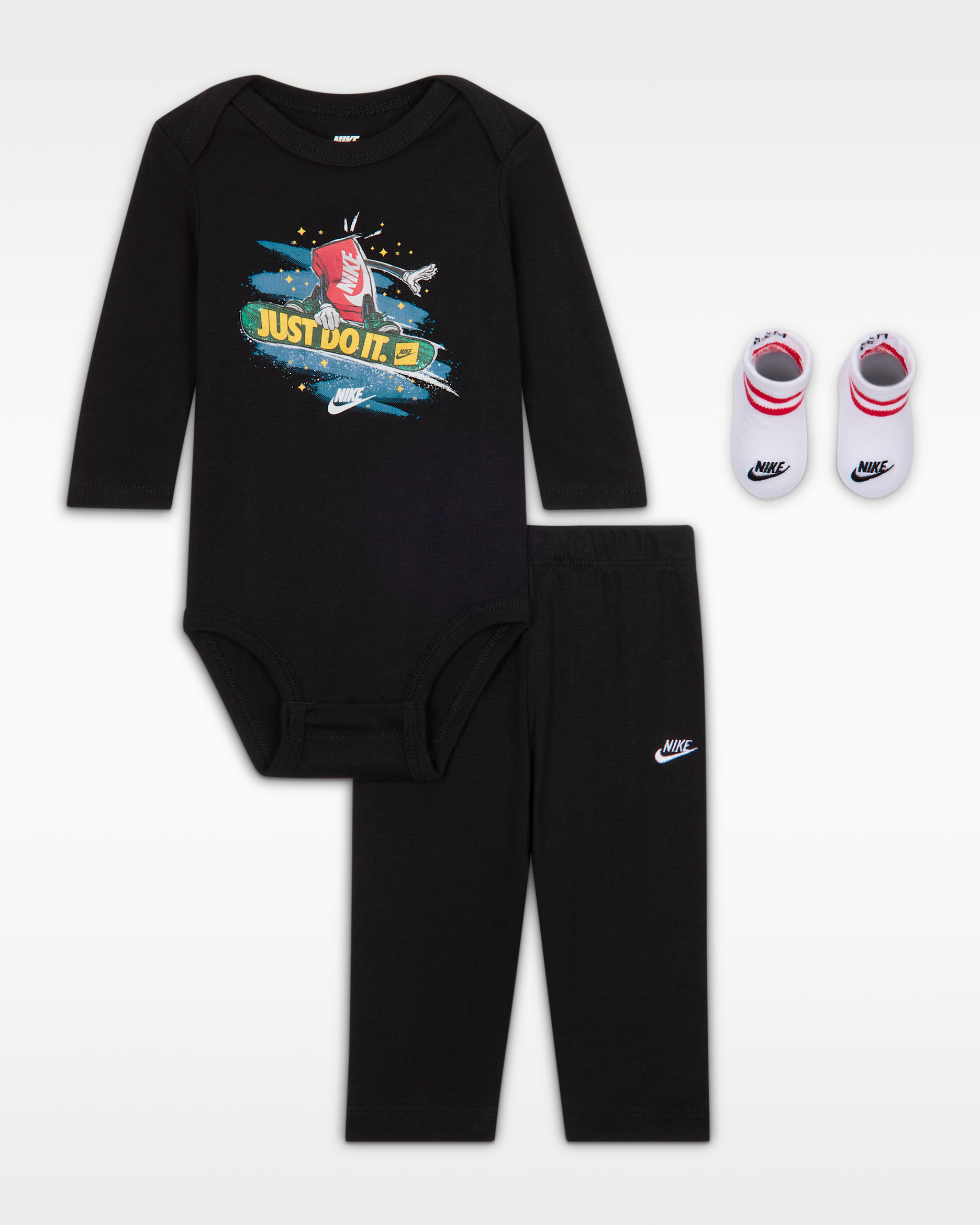 Conjunto de regalo de 3 piezas Boxy Holiday para bebé (0 a 9 meses) Nike  - Negro