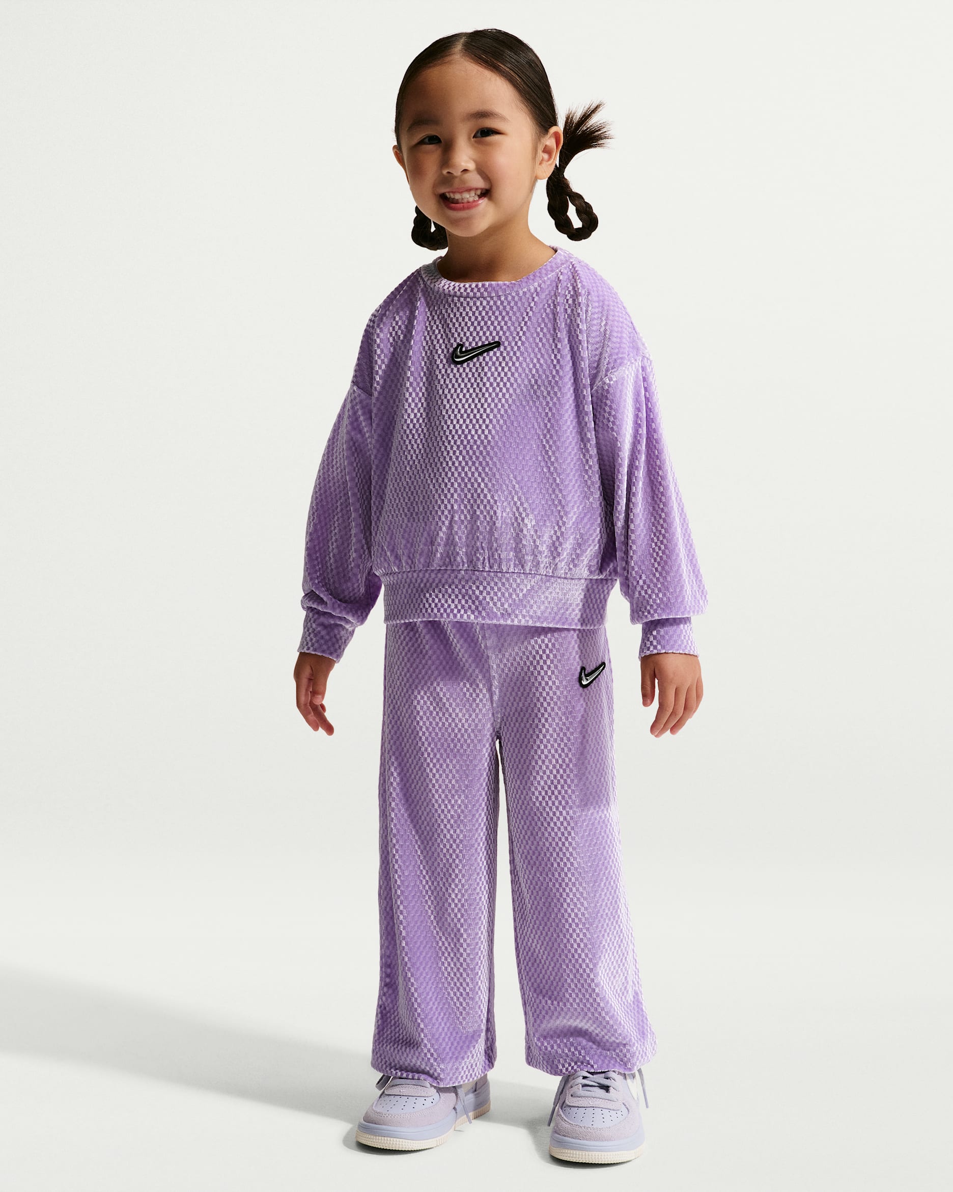 Nike Toddler Swoosh Sparkle 2-Piece Velvet Pants Set - Violet Star