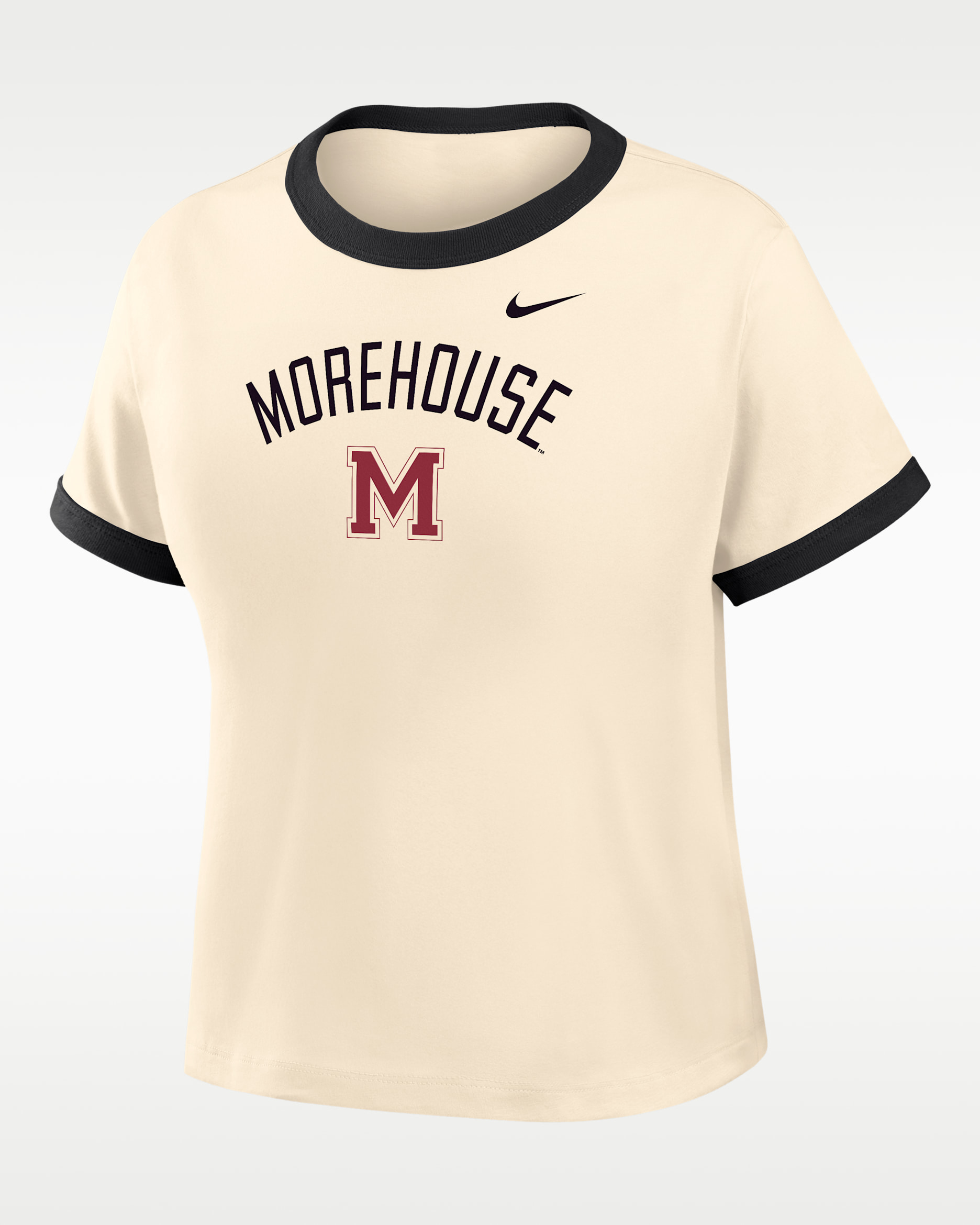 Nike College (Morehouse College) Women's Cropped Ringer T-Shirt - Natural/Black