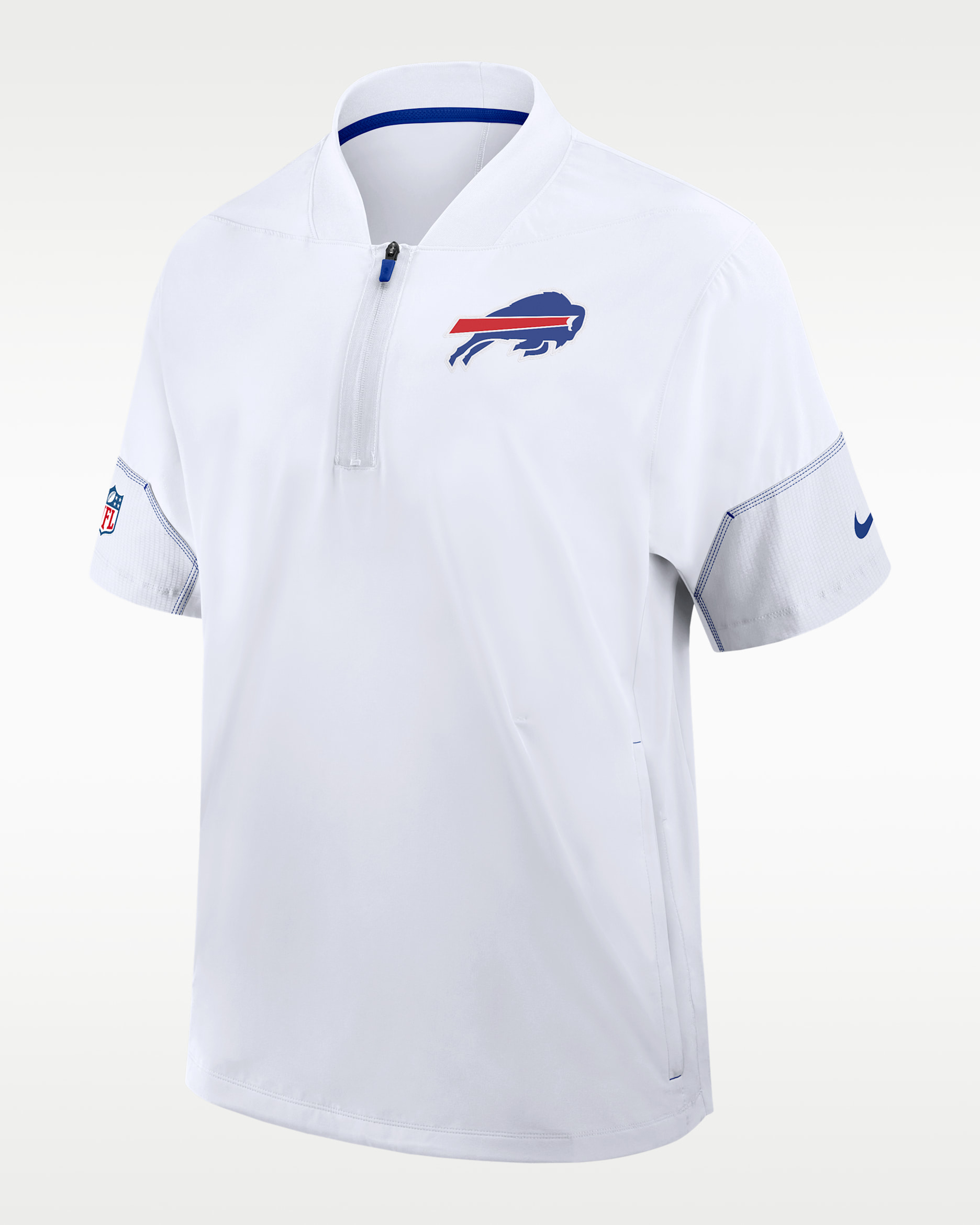 Buffalo Bills Sideline Coach Men's Nike NFL 1/2-Zip Short-Sleeve Hooded Jacket - White
