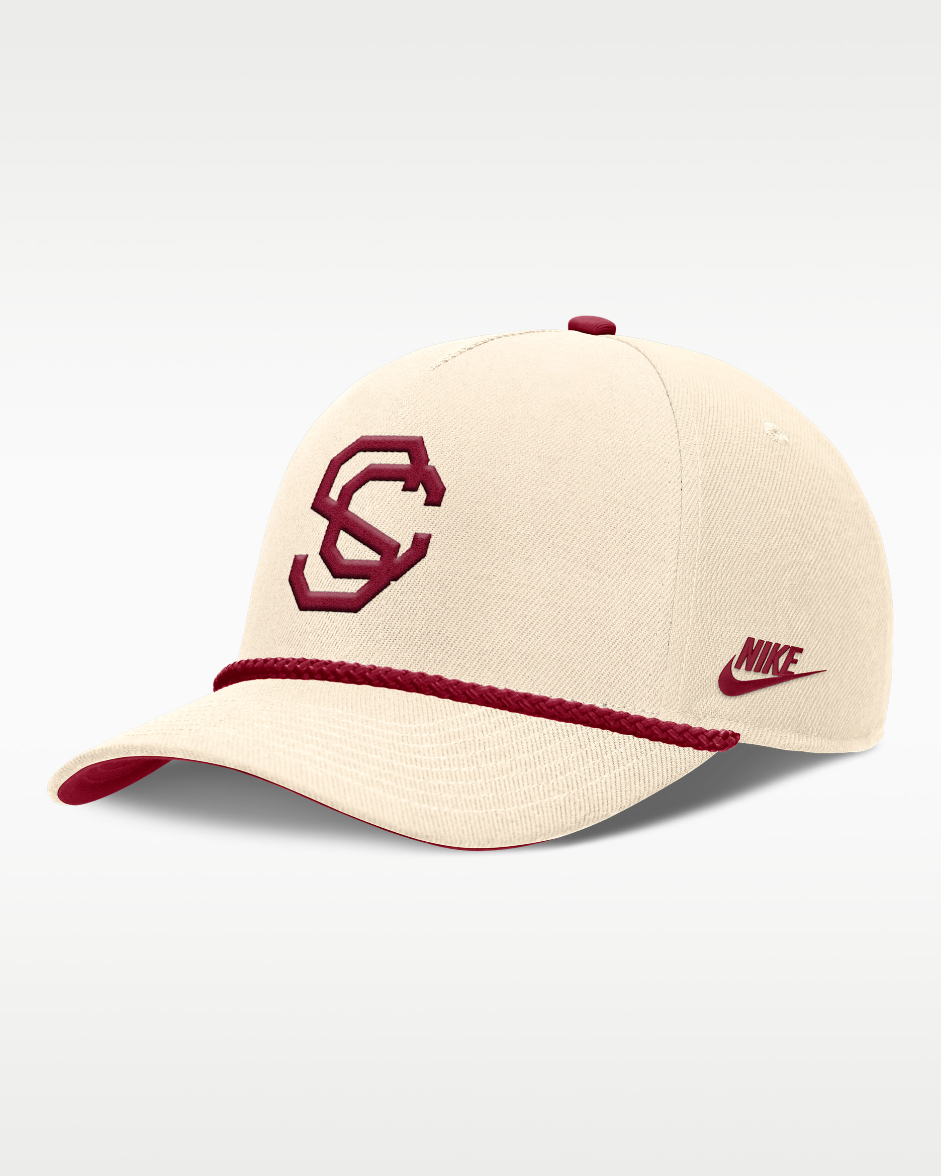 USC Legacy Vintage Rope Rise Men's Nike College Adjustable Hat - Natural/Crimson/Crimson