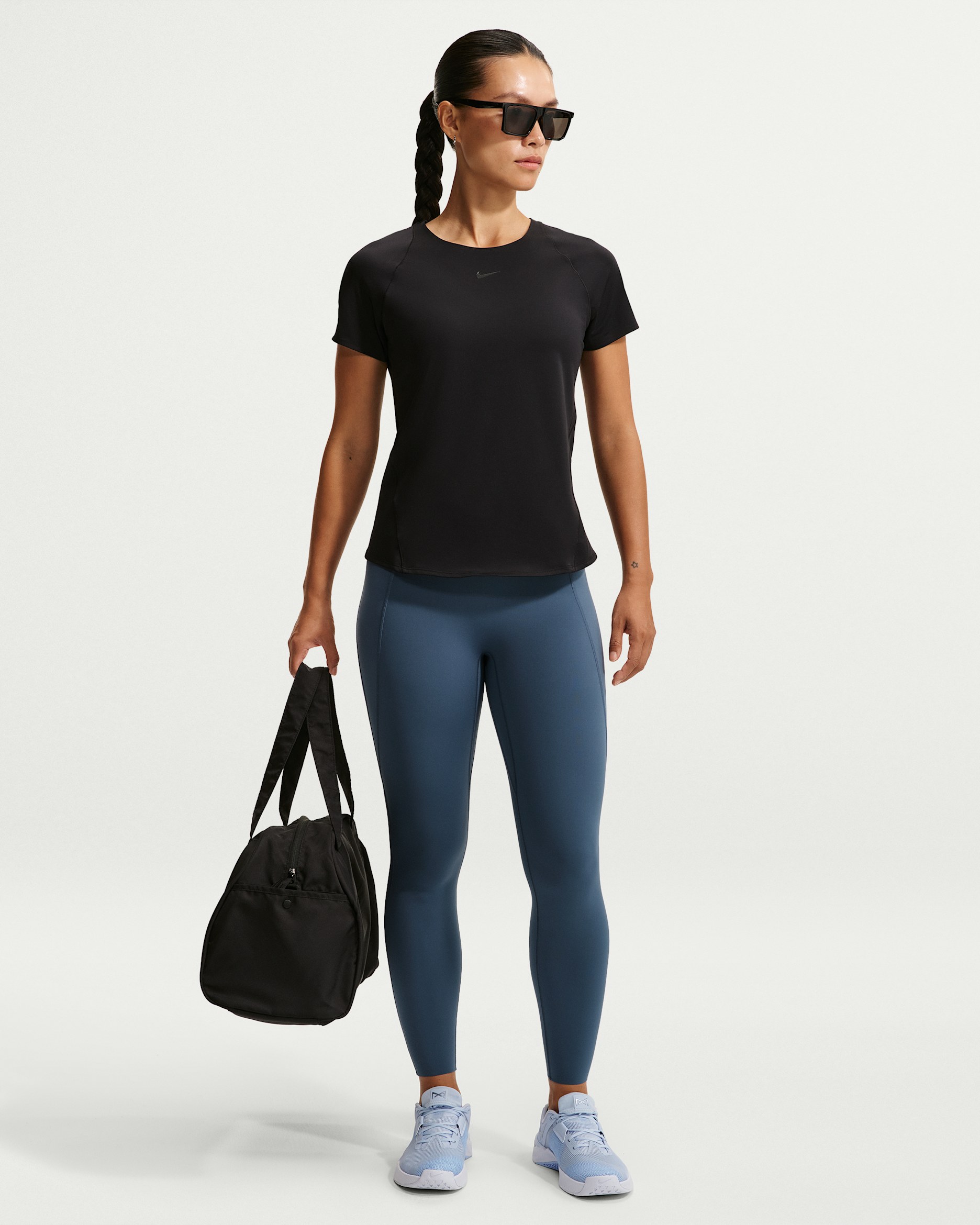 Nike Universa Women's High-Waisted Full-Length Leggings with No Front Seam - New Slate/New Slate/Midnight Navy