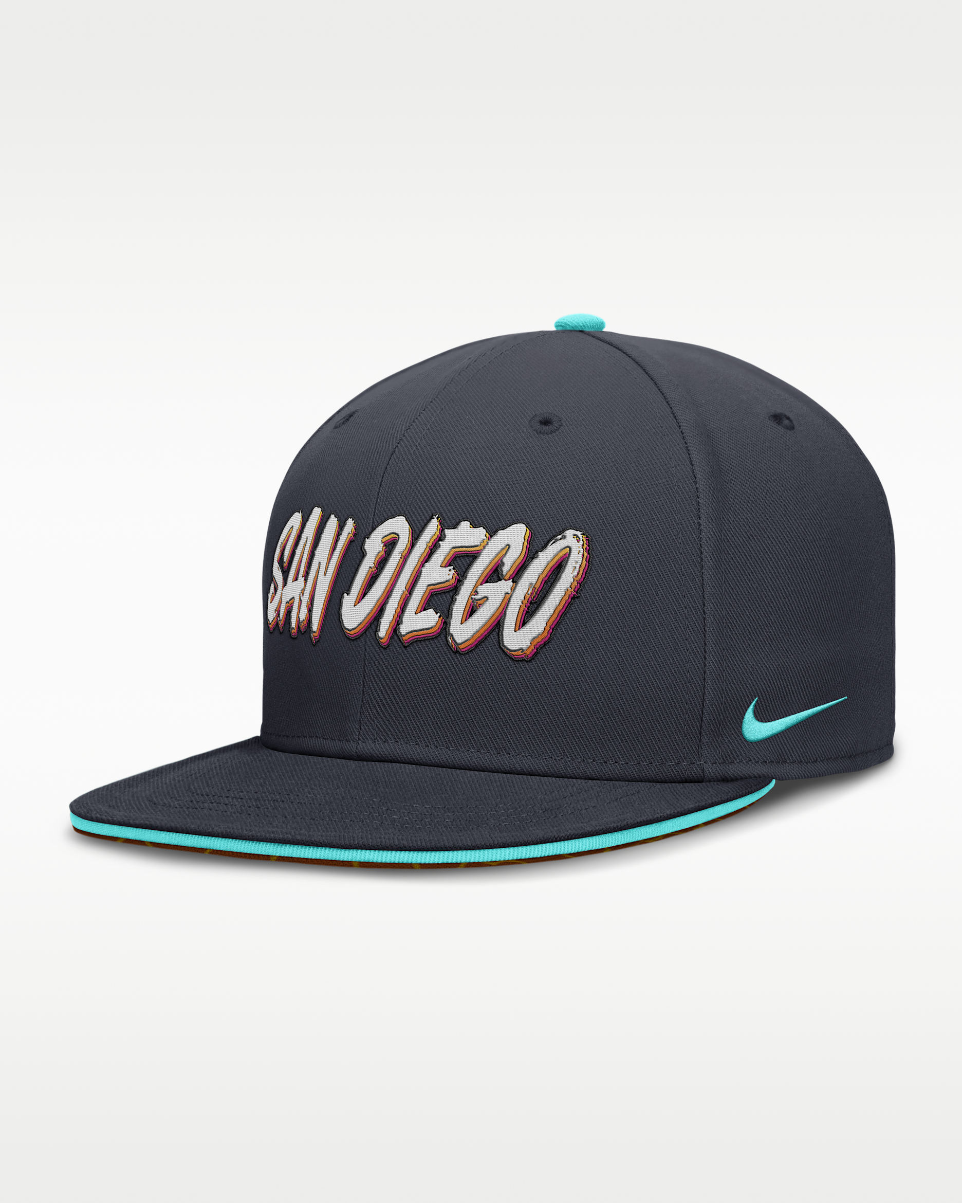 San Diego Padres City Connect True Men's Nike Dri-FIT MLB Fitted Hat - Midnight Navy/Aqua