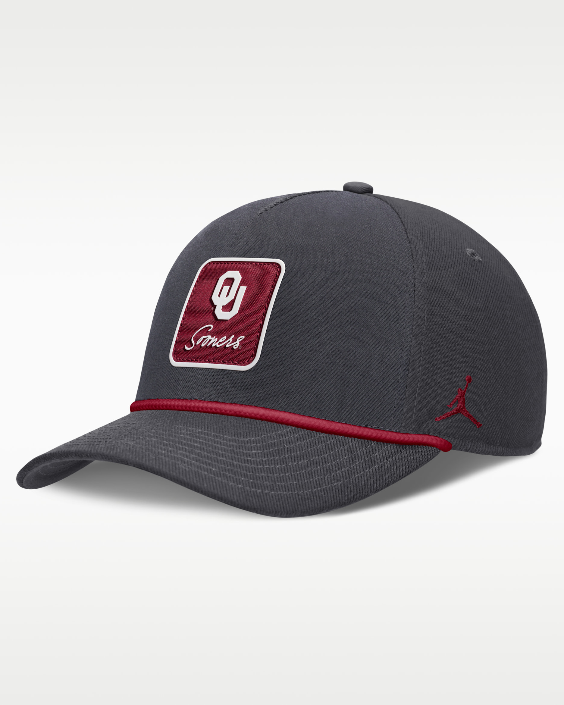 Gorra universitaria marca Jordan para hombre Dri-FIT con estructura A-Frame ajustable Oklahoma Primetime Rise - Antracita