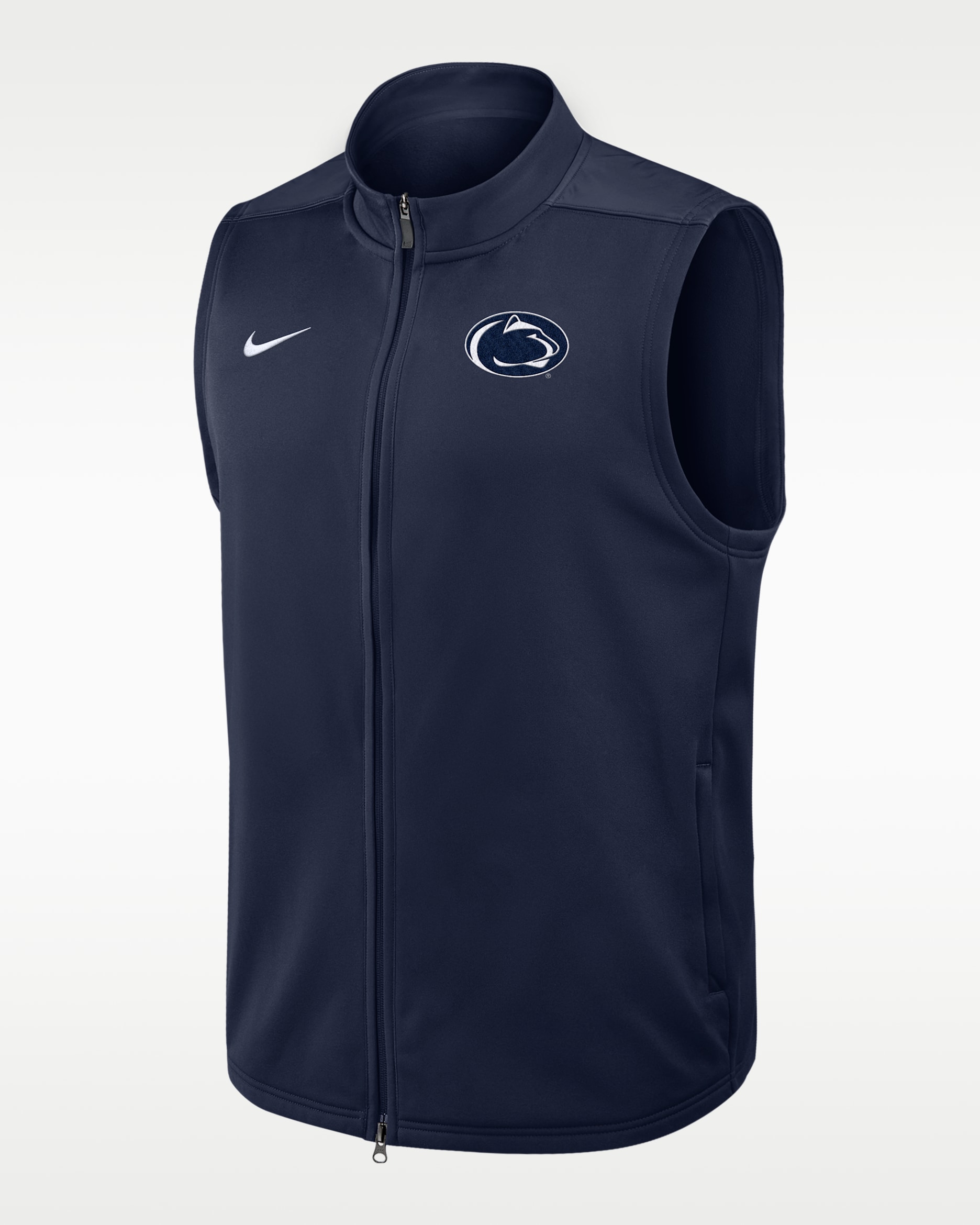 Chaleco universitario Nike Therma-FIT de cierre completo para hombre Penn State Victory - Azul marino
