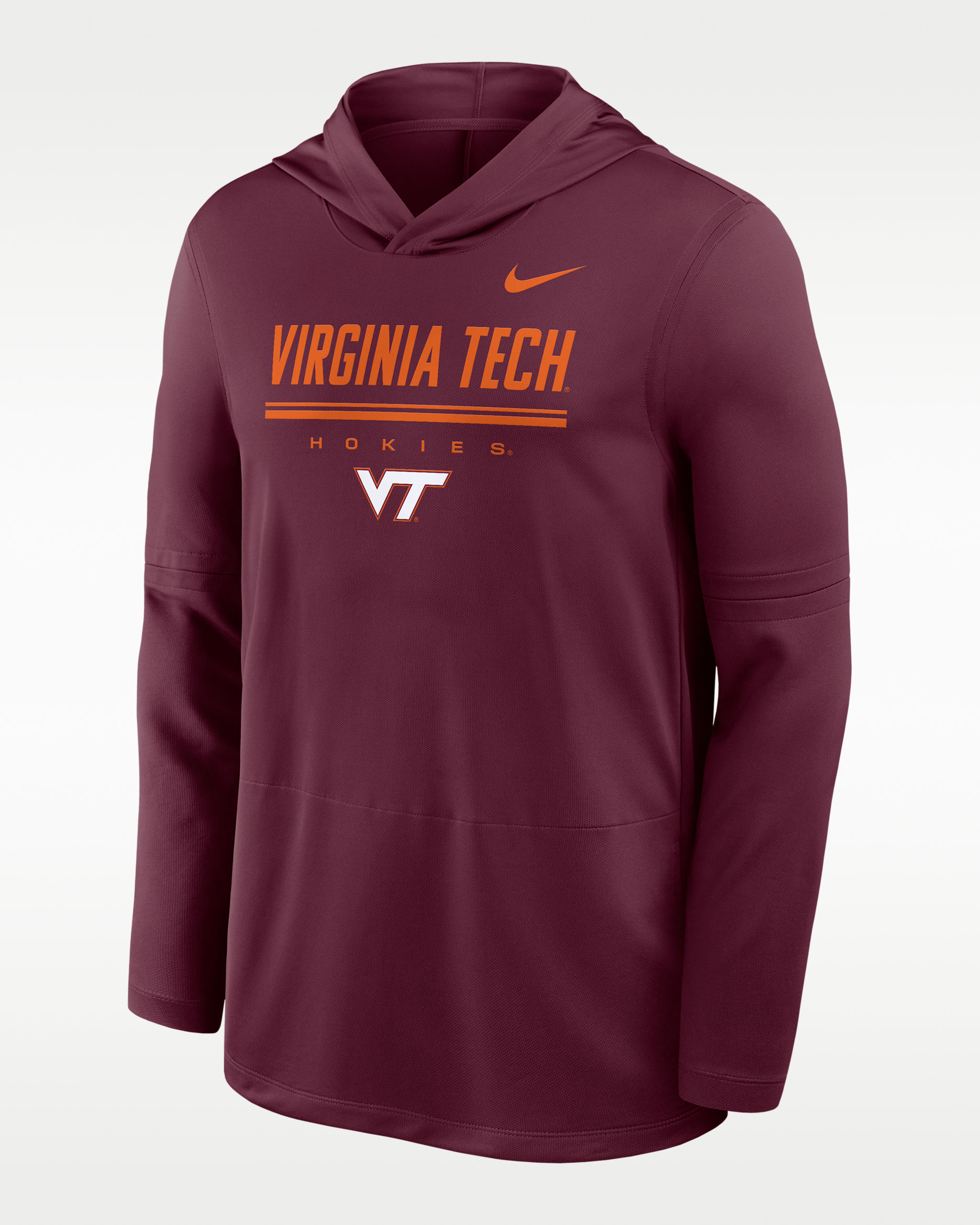 Nike College (Virginia Tech) Men's Dri-FIT Lightweight Hoodie - Deep Maroon