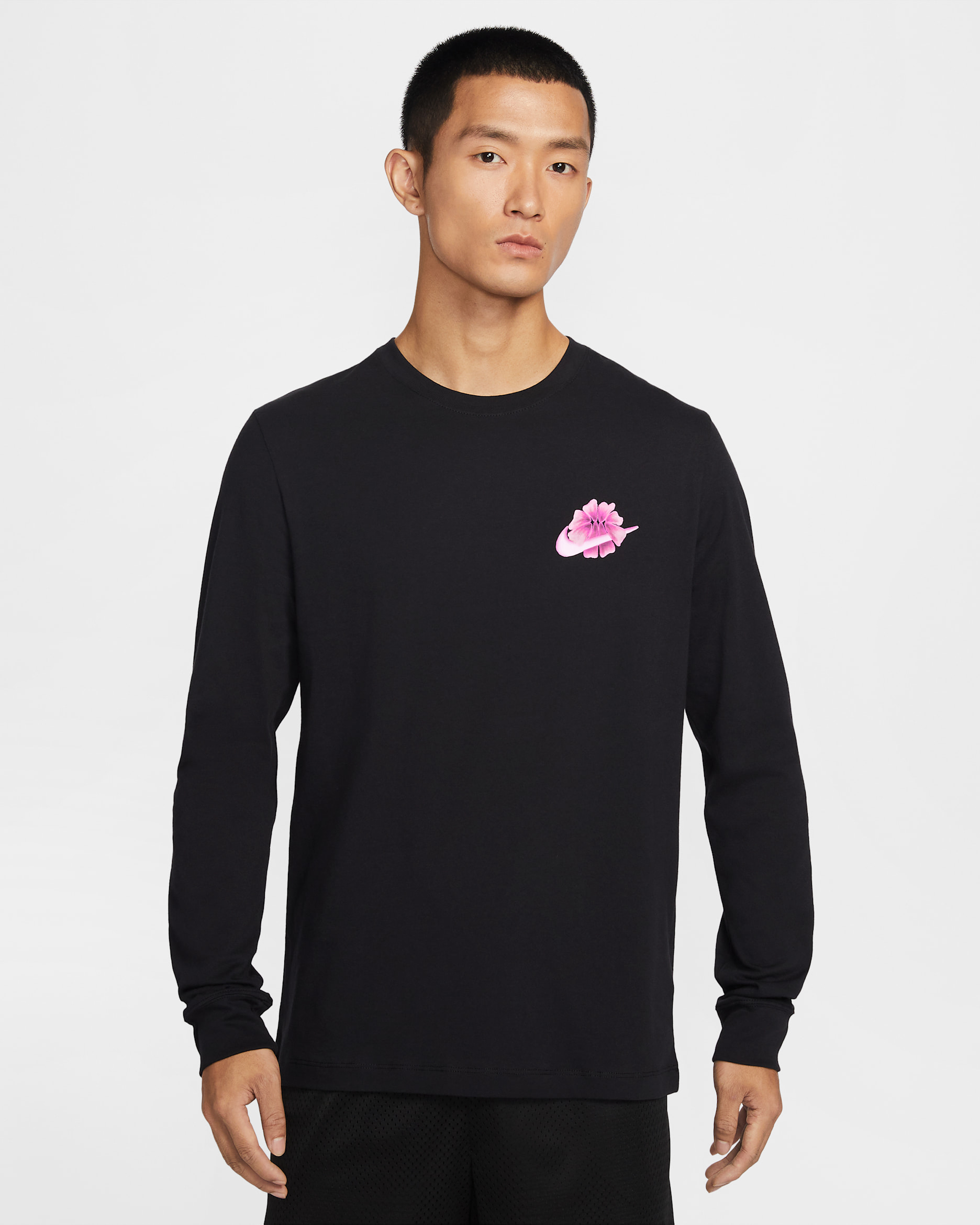 ナイキ エッセンシャル メンズ ロングスリーブ バスケットボール Tシャツ - ブラック