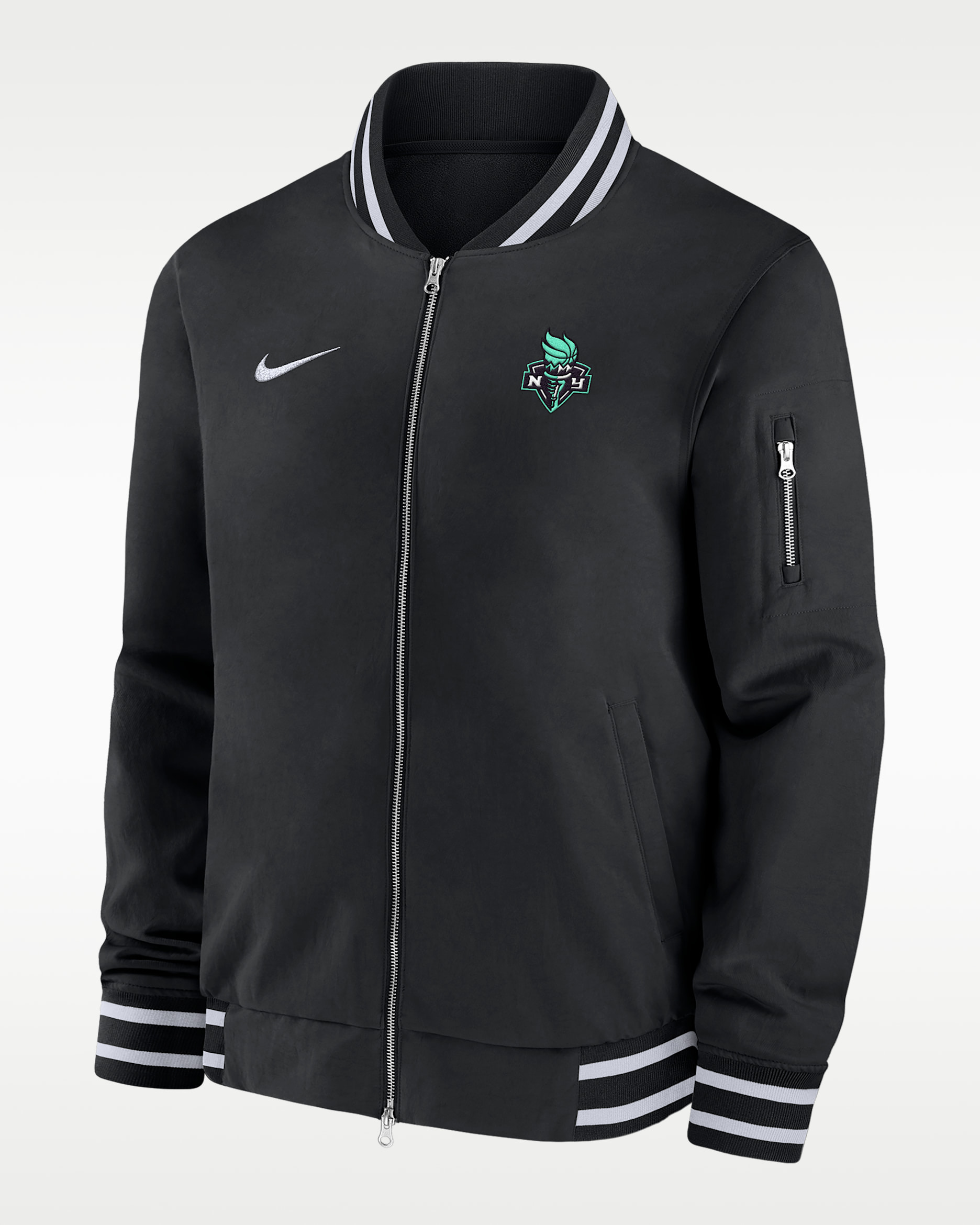 Chamarra bomber Nike de la WNBA para hombre New York Liberty - Negro