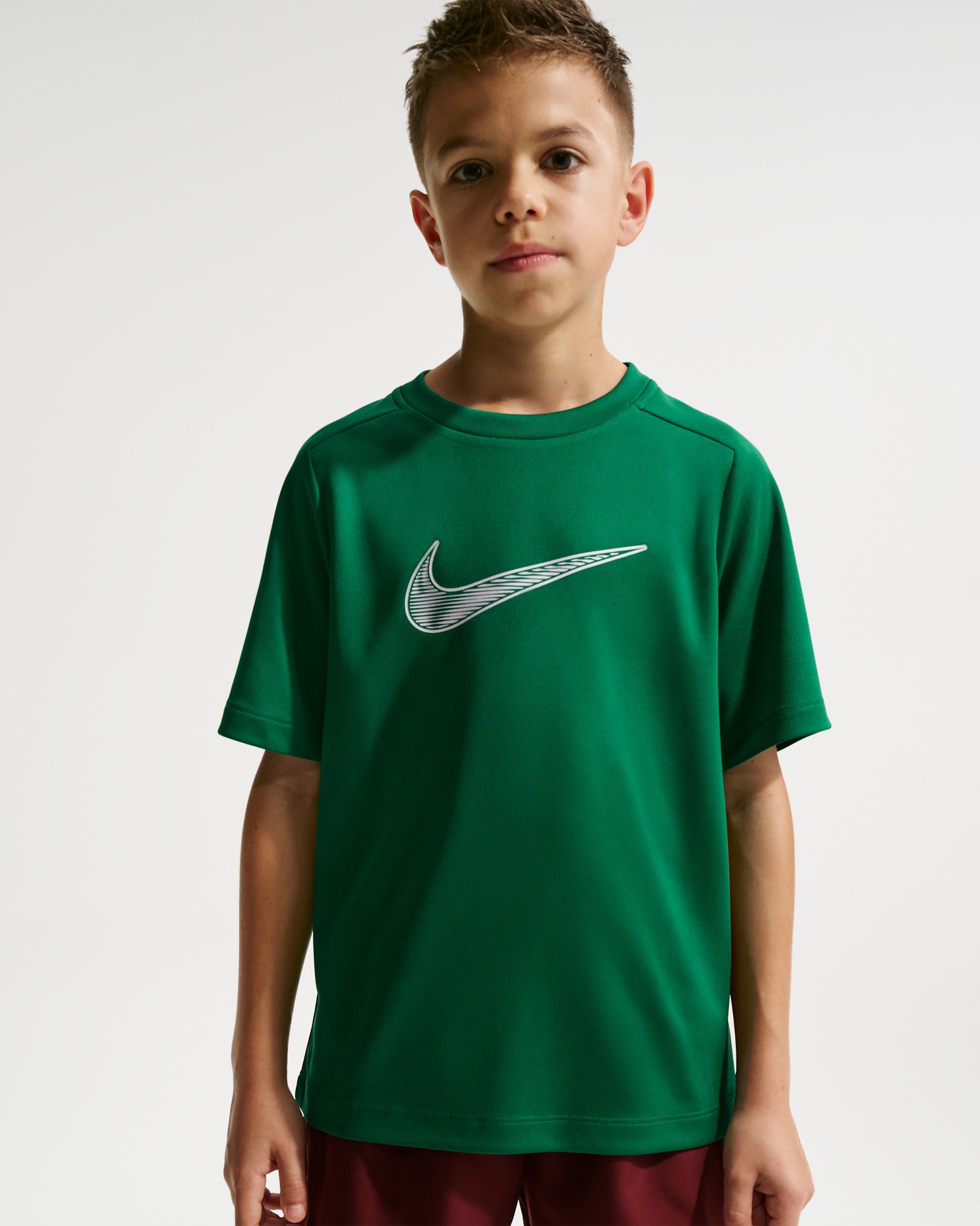 Nike Multi Big Kids' (Boys') Dri-FIT Short-Sleeve Training Top - Malachite/White