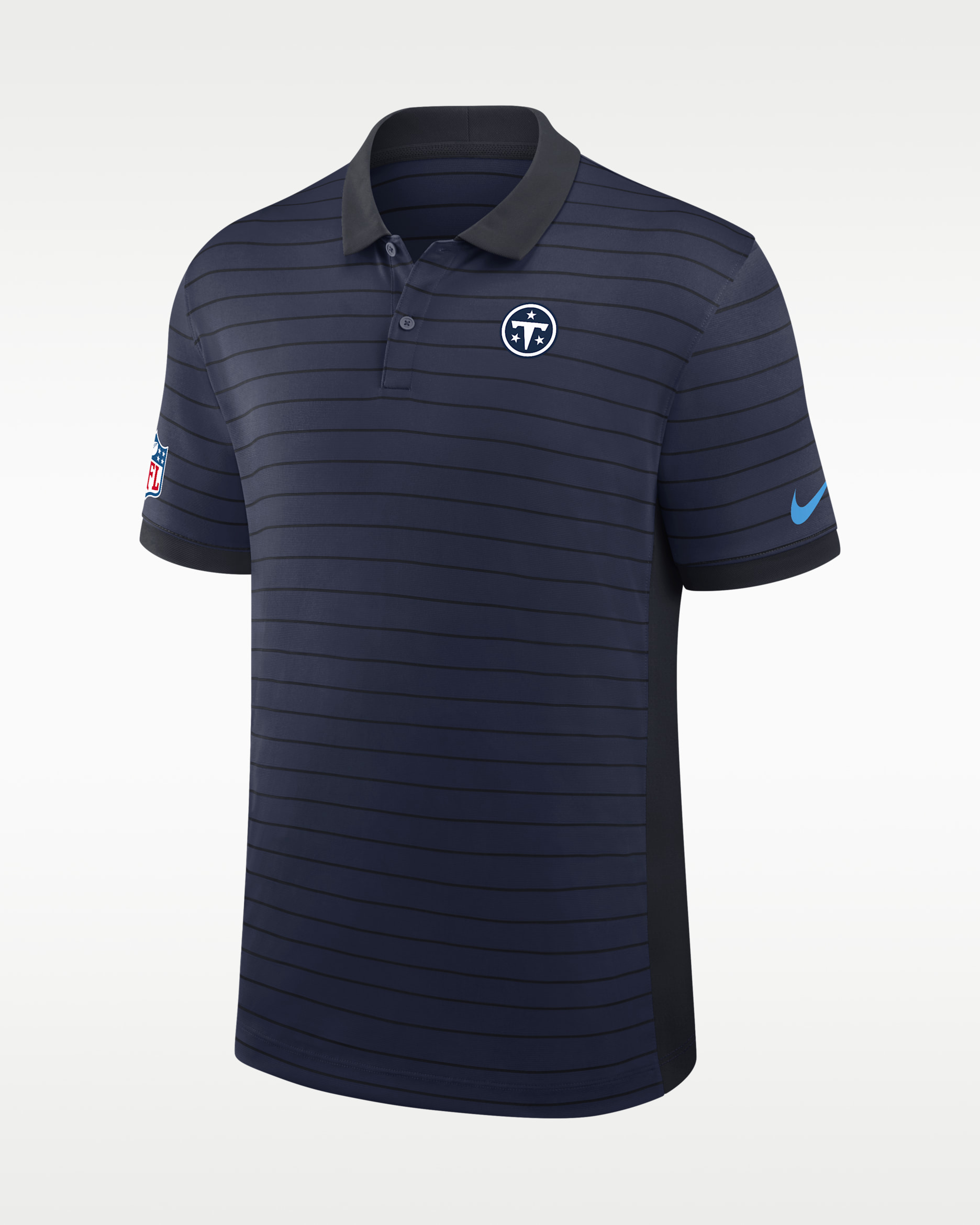 Tennessee Titans Rivalries Collection Sideline Victory Striped Men's Nike Dri-FIT NFL Polo - Navy