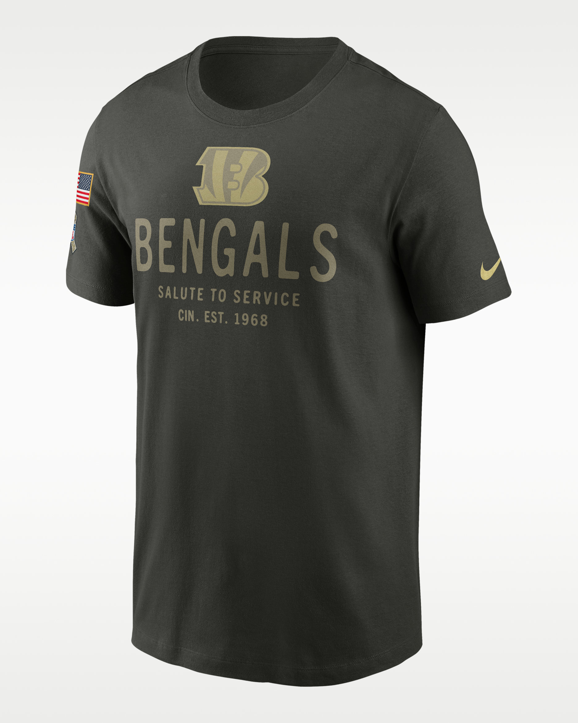 Cincinnati Bengals Salute to Service Sideline Primary Edge Men's Nike Dri-FIT NFL T-Shirt - Forest Green