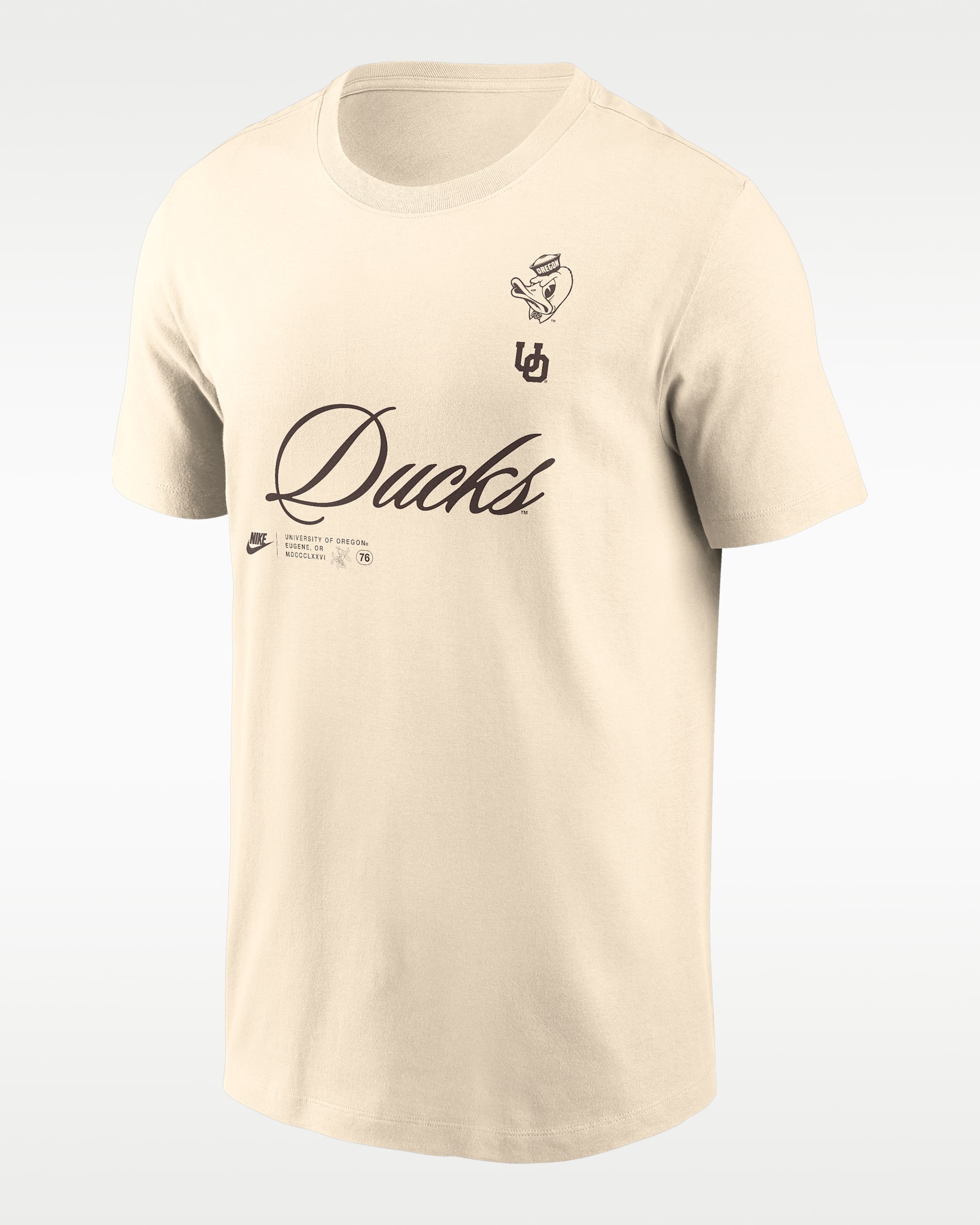 Playera universitaria Nike para hombre Oregon Script - Natural