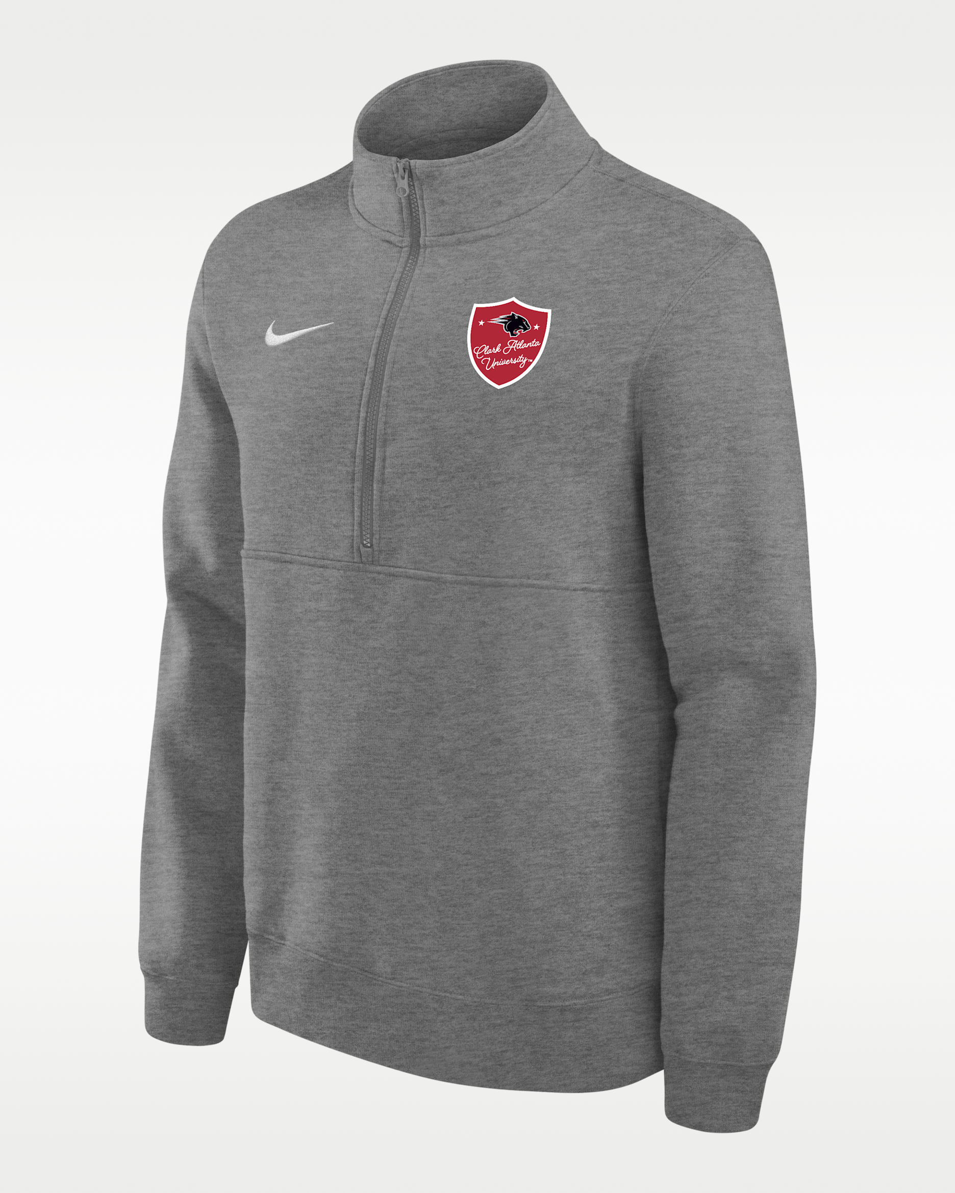Nike College (Clark Atlanta University Men's Club Fleece 1/4-Zip Top - Dark Grey Heather