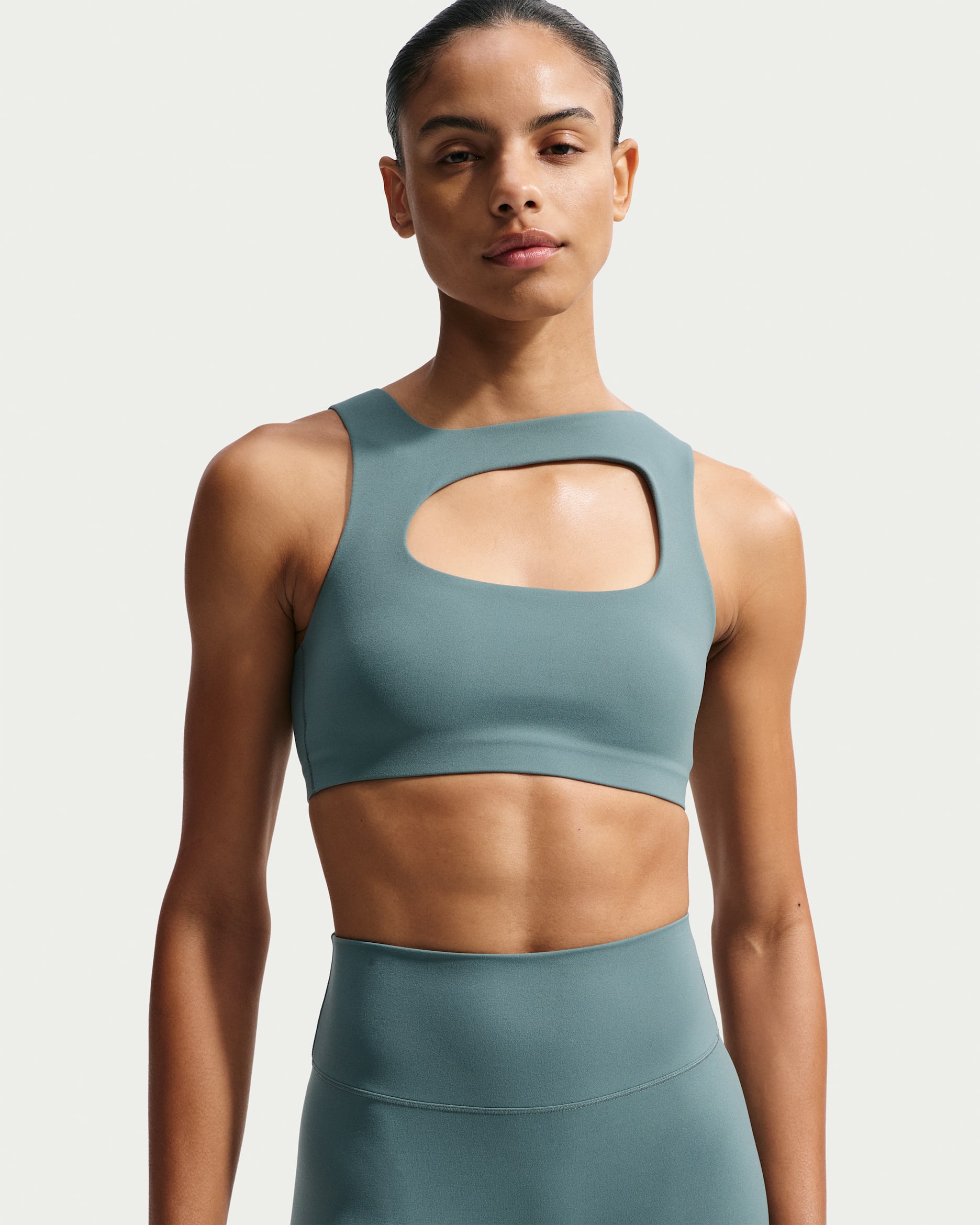 Nike Zenvy Women's Light-Support Lightly Lined Sports Bra - Mineral Slate/White