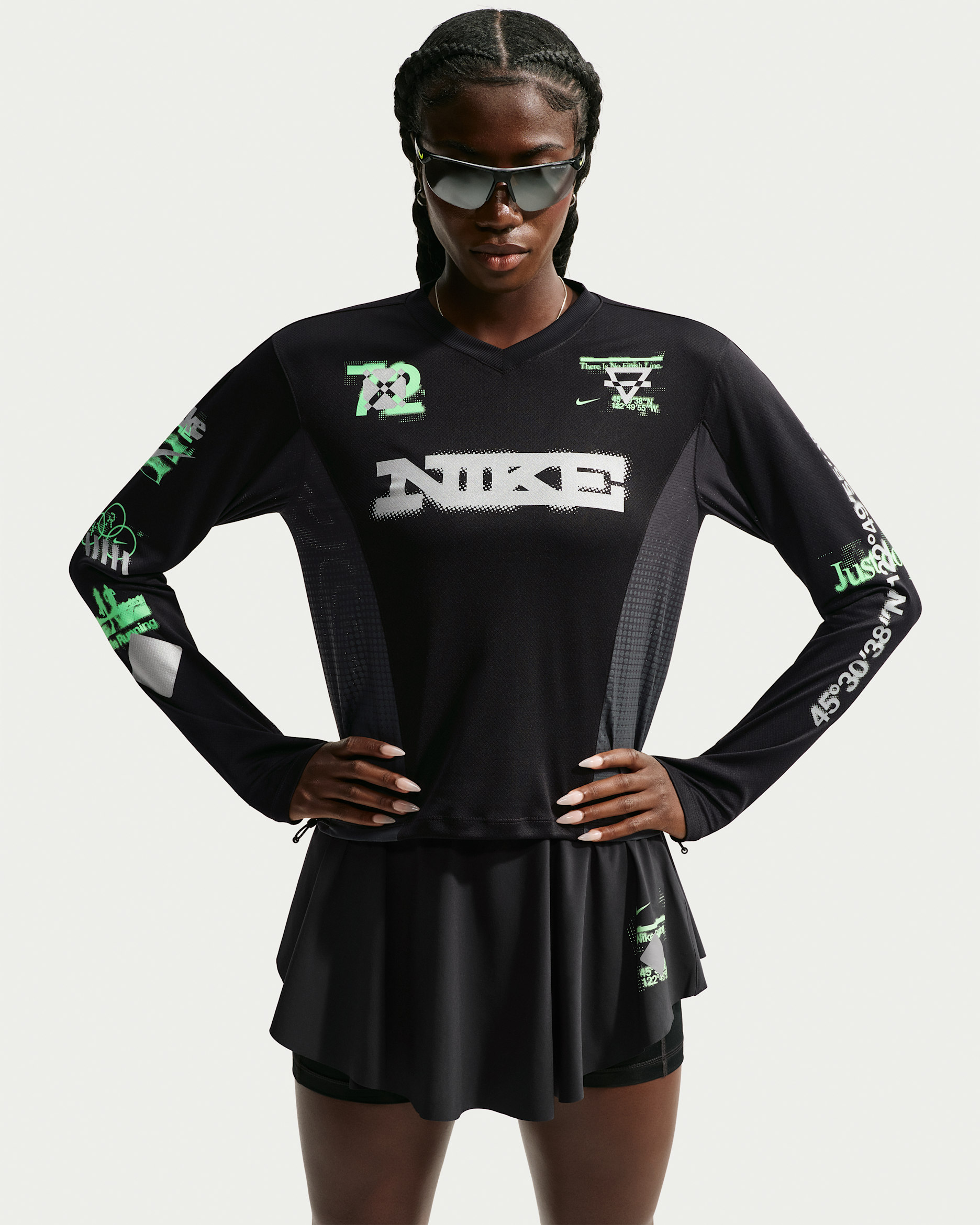Haut de running à manches longues Nike Swift pour femme - Noir/Iron Grey/Illusion Green