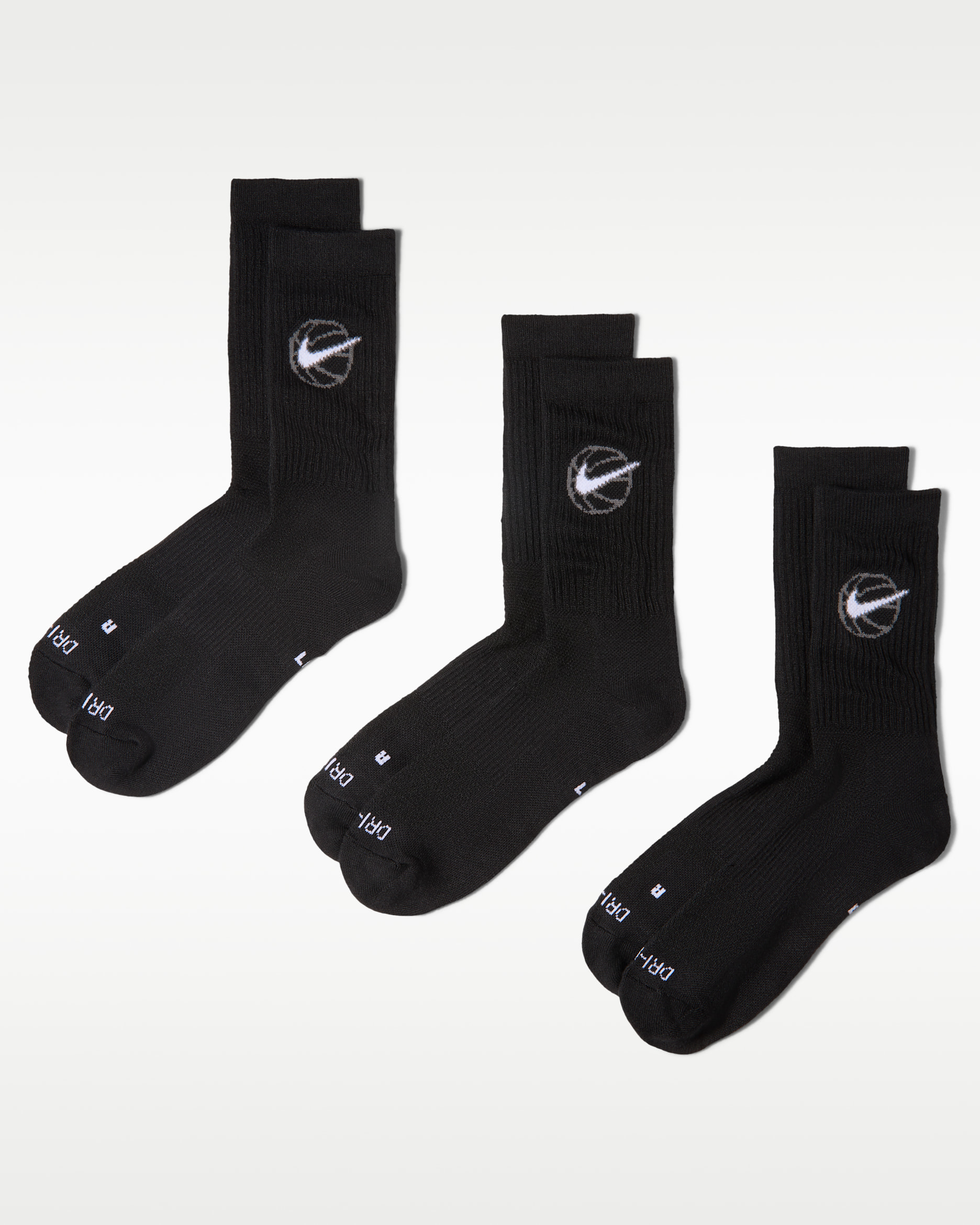 Calcetines de básquetbol (3 pares) Nike Everyday Crew - Negro/Blanco