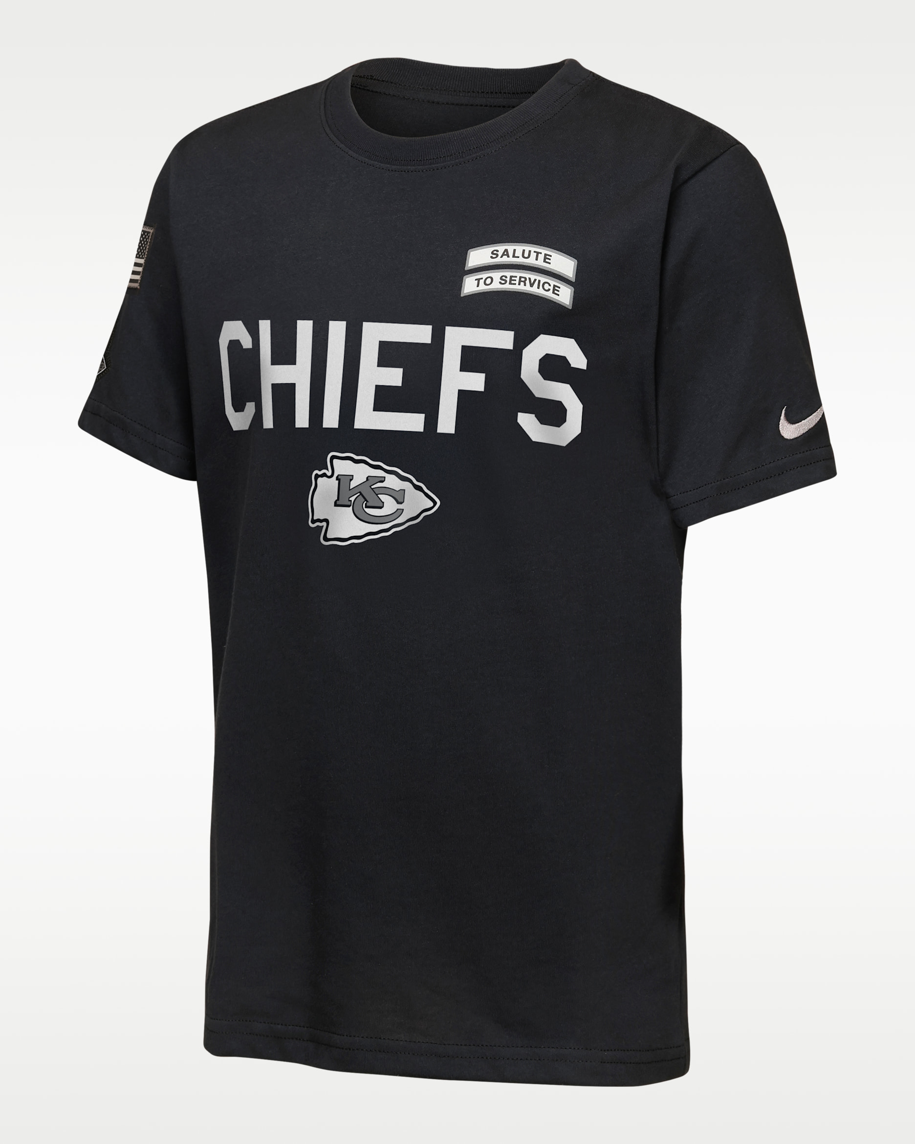 Kansas City Chiefs Salute to Service Sideline Big Kids' Nike Dri-FIT NFL T-Shirt - Black
