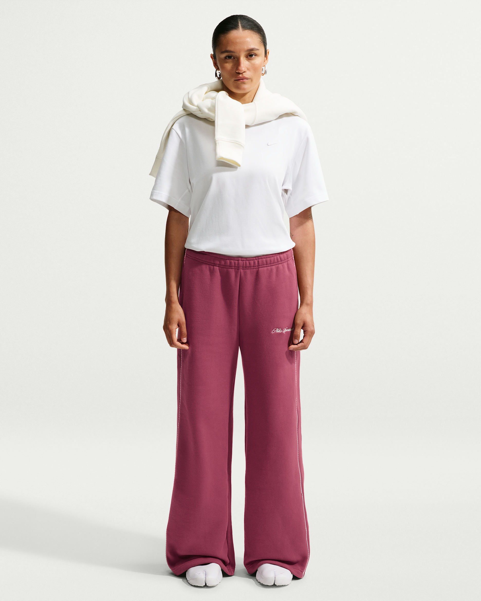 Nike Studio Fleece Medium Weight Women's Mid-Rise Wide-Leg Pants - Pink Smoke/Sail/Pink Smoke