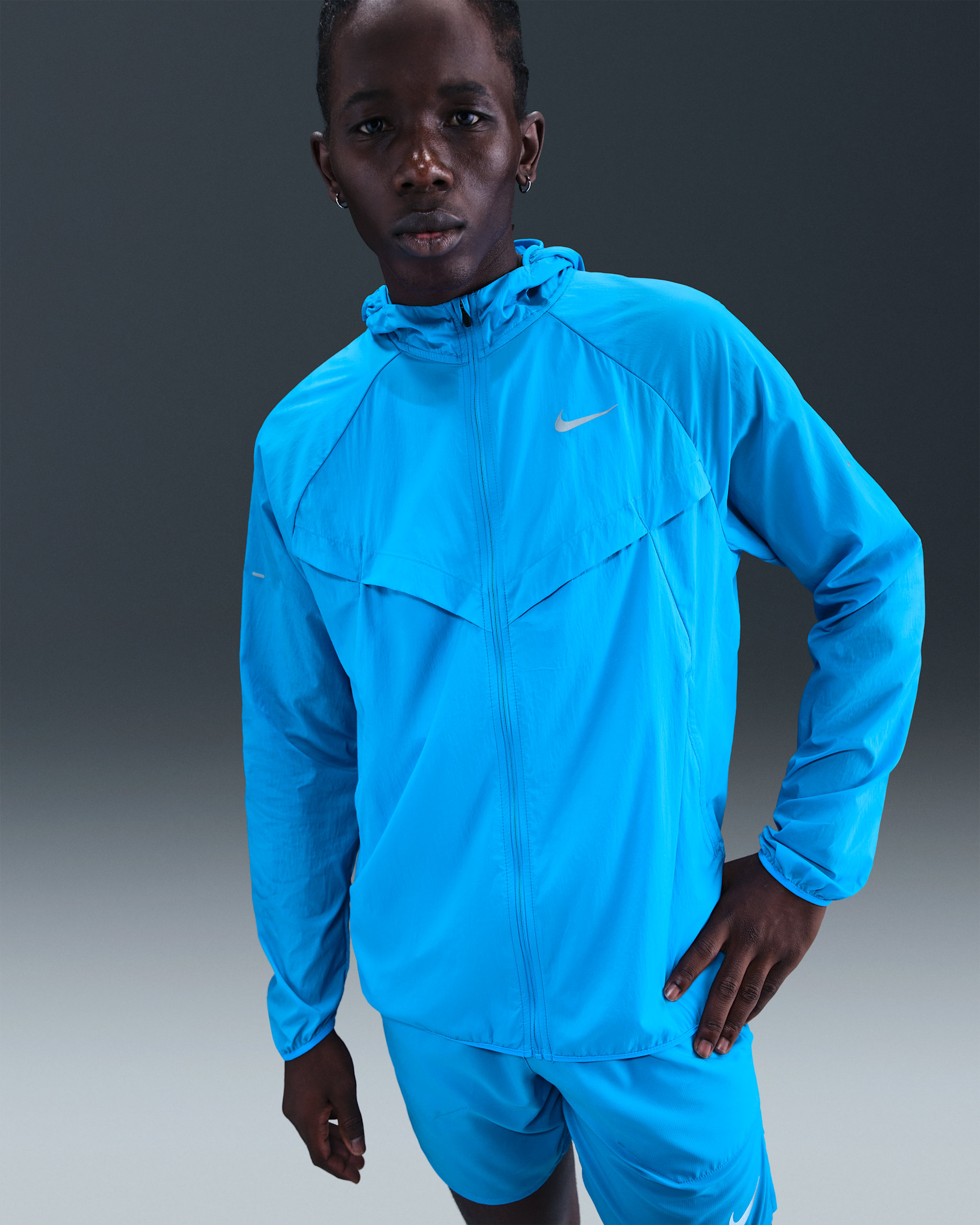 Nike Stride Men's Repel UV Running Jacket - Blue Hero/Blue Hero