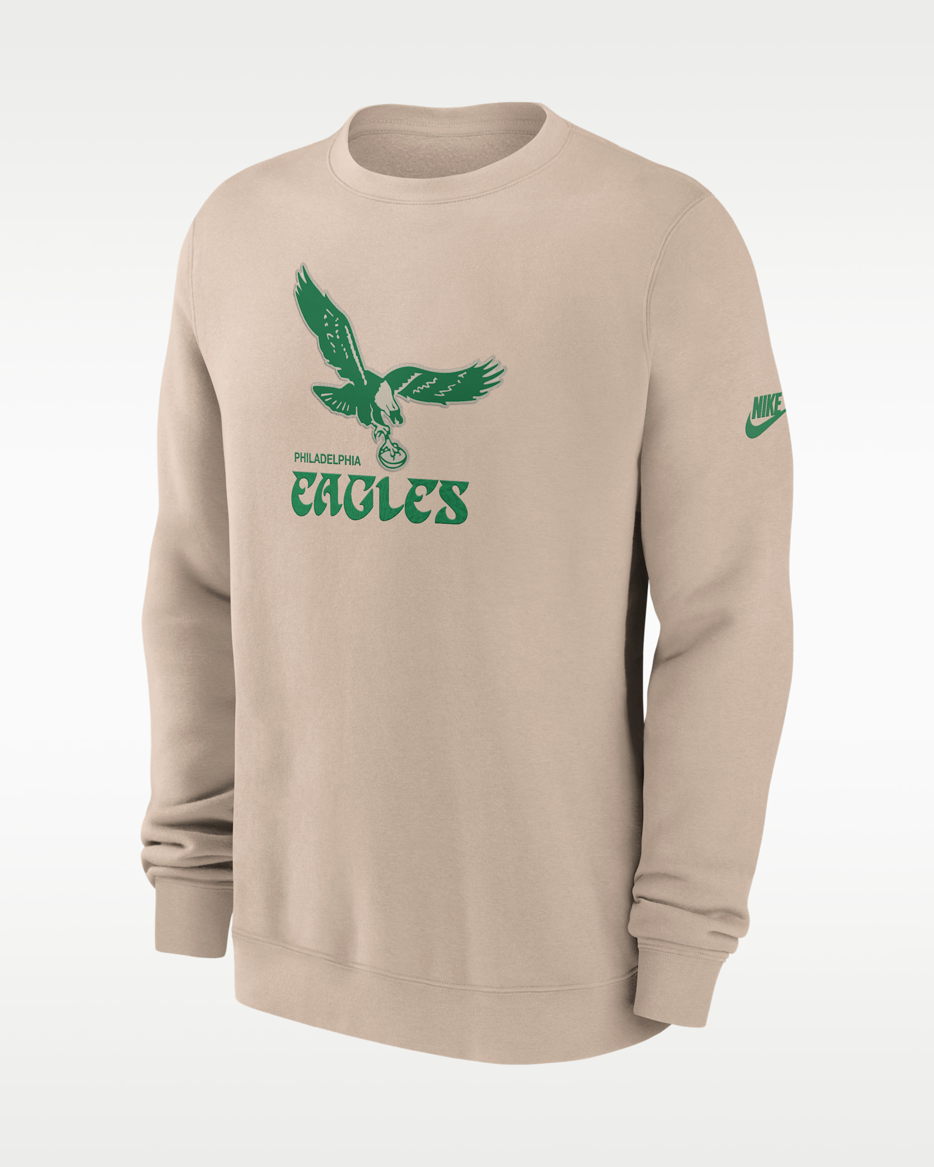 Philadelphia Eagles Rewind Club Men's Nike NFL Pullover Crew - Sand