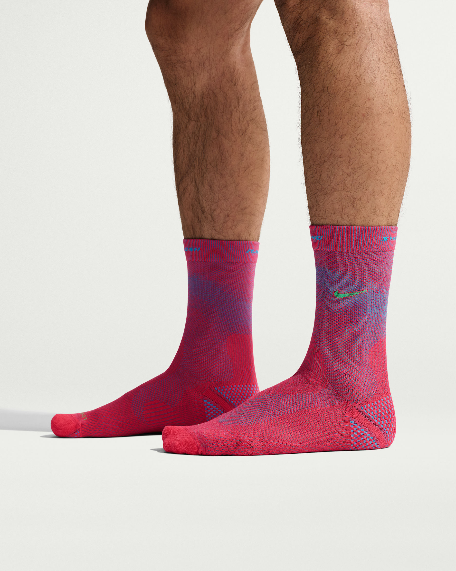 Calcetas de correr (1 par) Nike Run Lightweight - Rojo fusión/Azul corriente claro/Verde impacto/Verde impacto