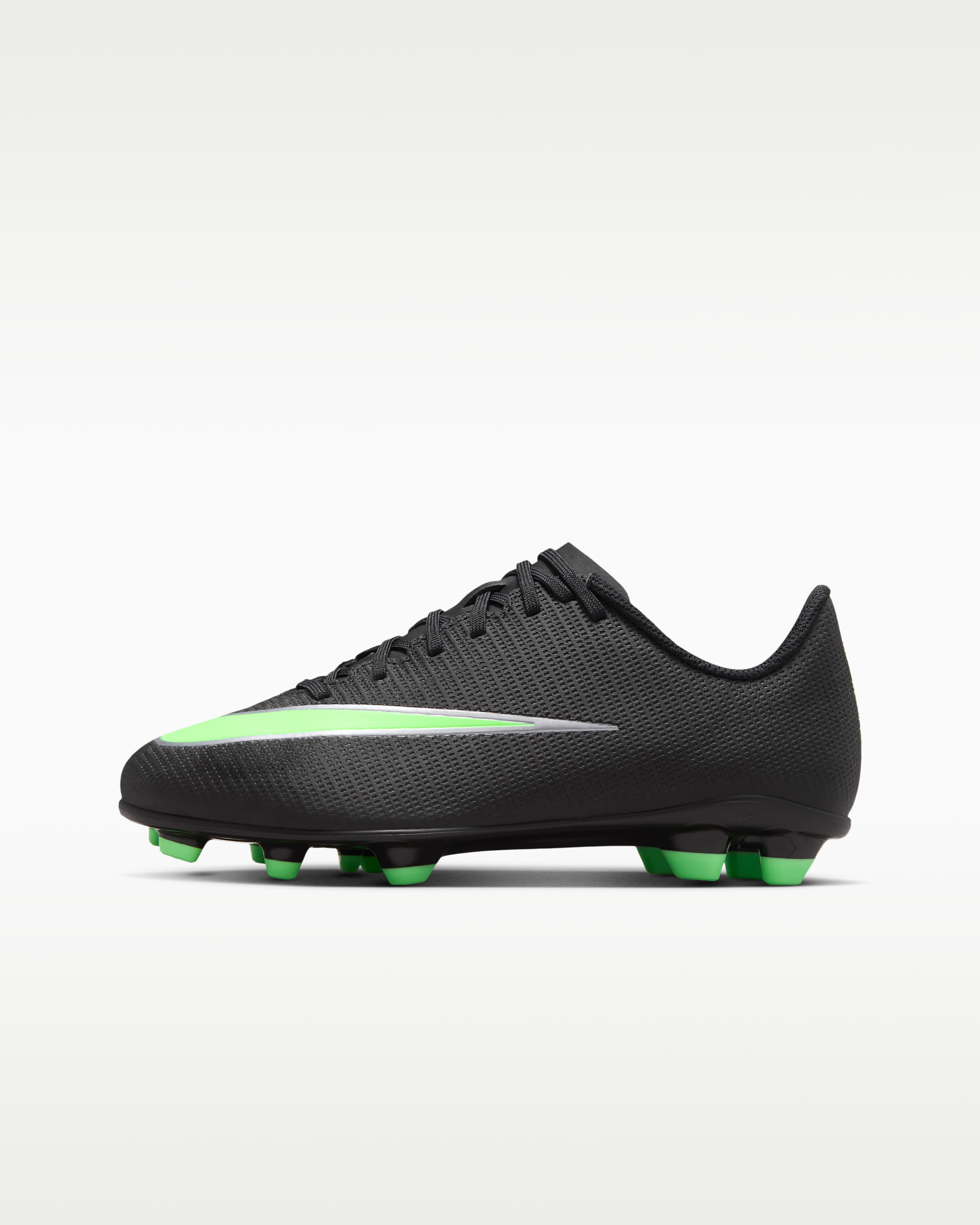 Nike Jr. Mercurial Vapor 17 Club Big Kids' Multi-Ground Low-Top Soccer Cleats - Black/Black/Illusion Green