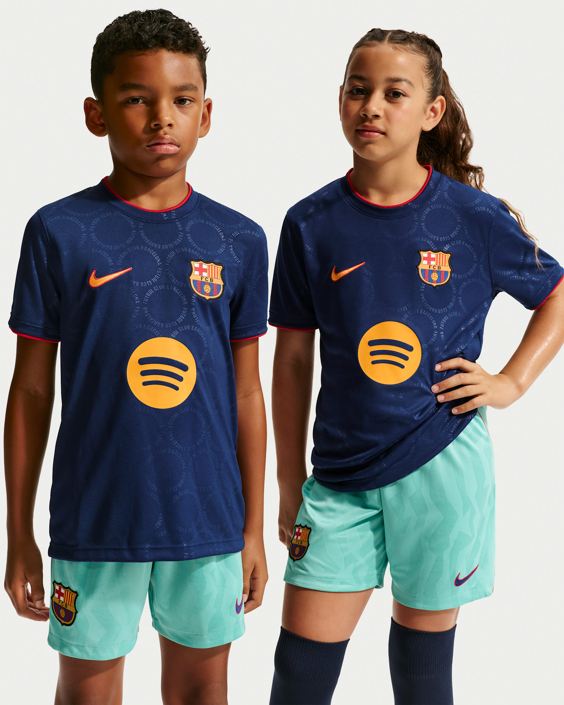 FC Barcelona Third Big Kids' Nike Dri-FIT Soccer Pre-Match Top - Loyal Blue/Loyal Blue/Gym Red/University Gold