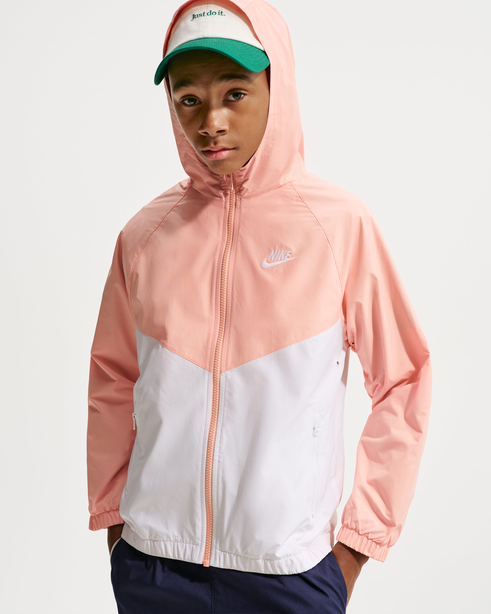 Nike Sportswear Windrunner Big Kids' Hooded Repel Jacket - Arctic Orange/White/White