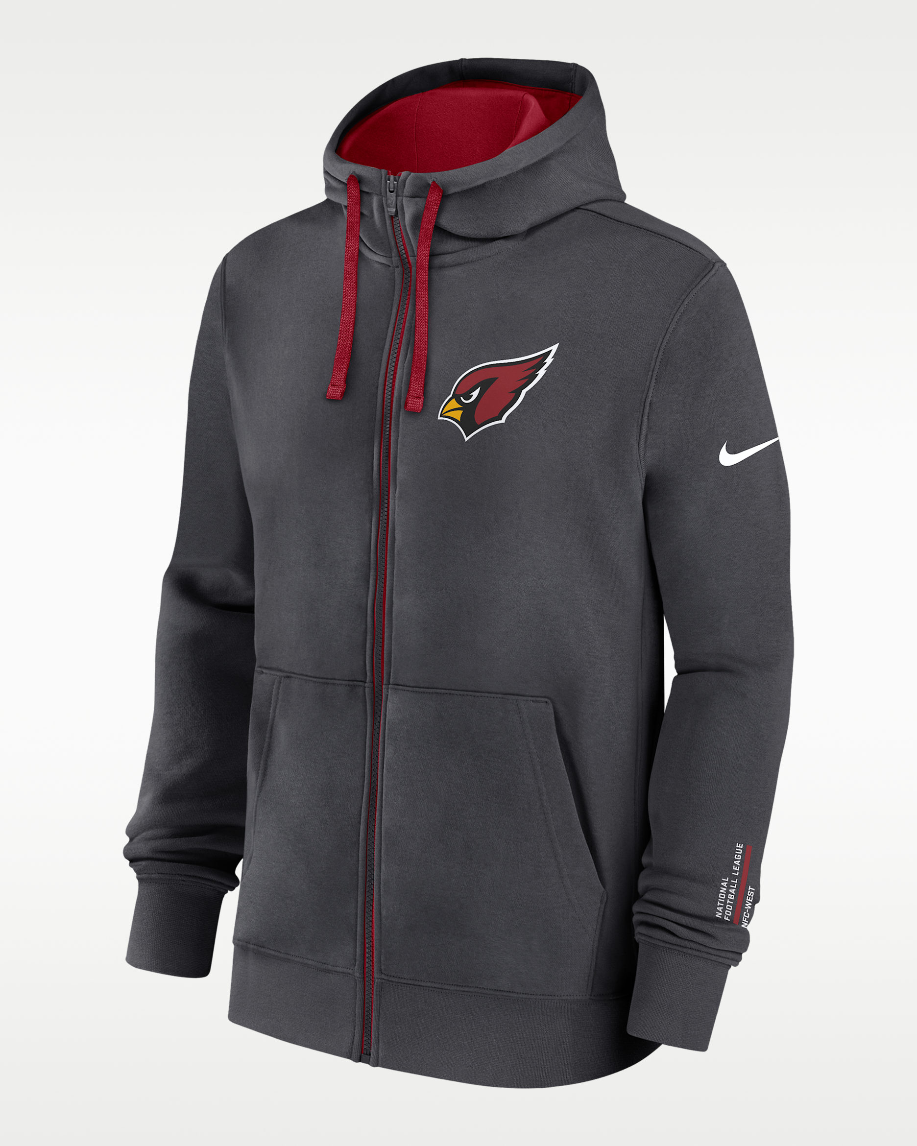 Arizona Cardinals Playbook Page Club Men's Nike NFL Full-Zip Hoodie - Anthracite