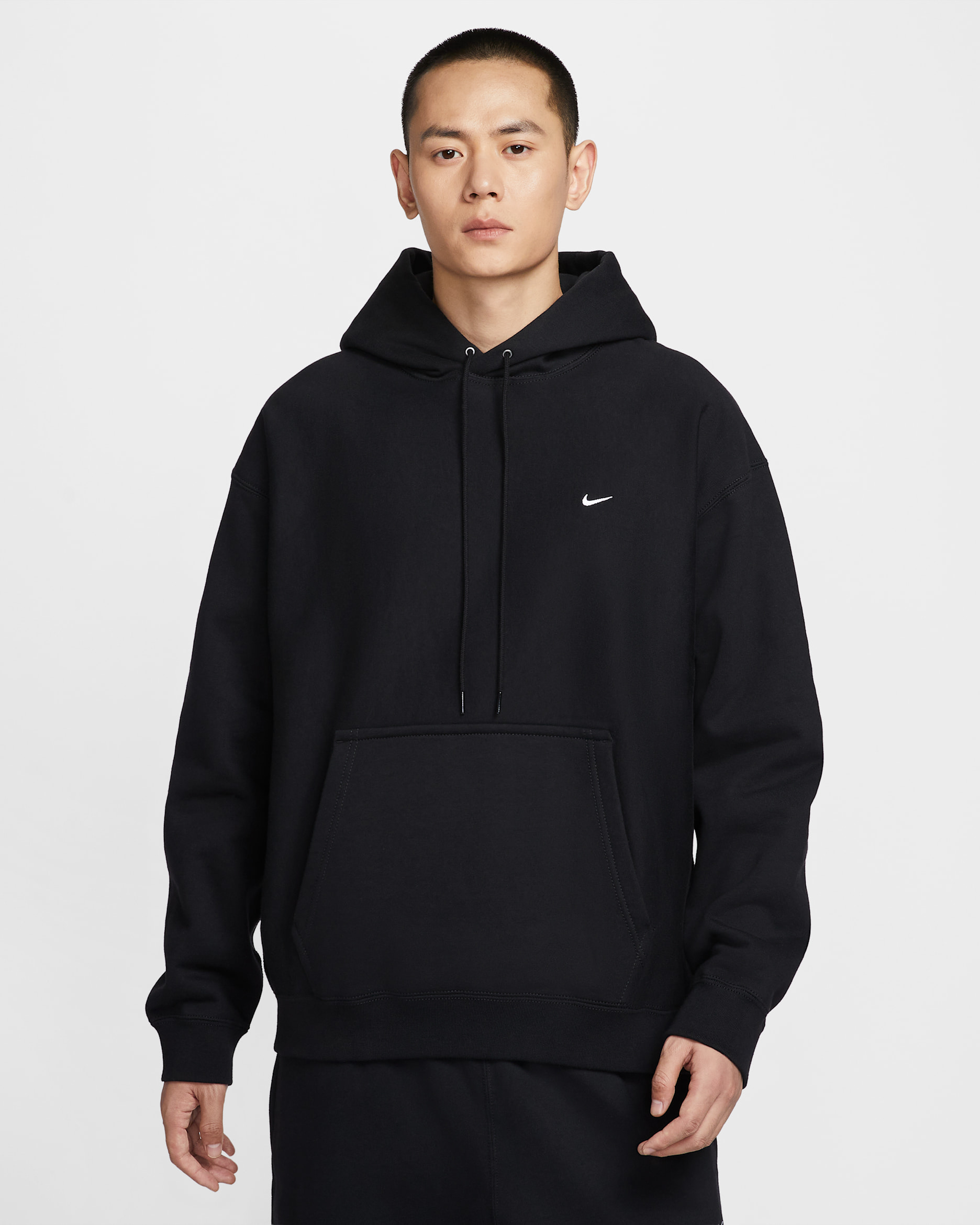 Nike Solo Swoosh Men's Pullover Hoodie - Black/Black/White