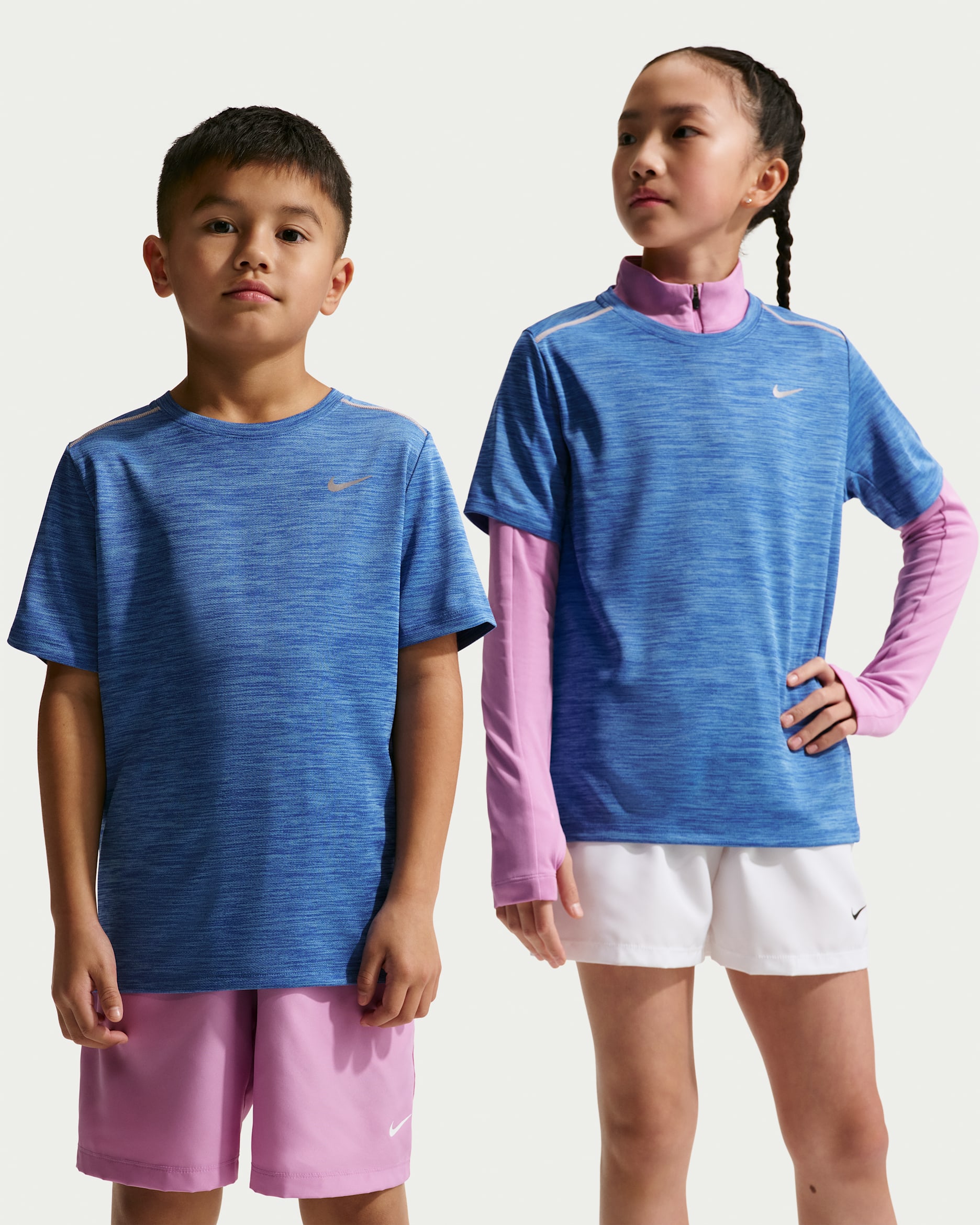 Nike Miler Big Kids' Dri-FIT Short-Sleeve Top - University Blue/Game Royal/Heather