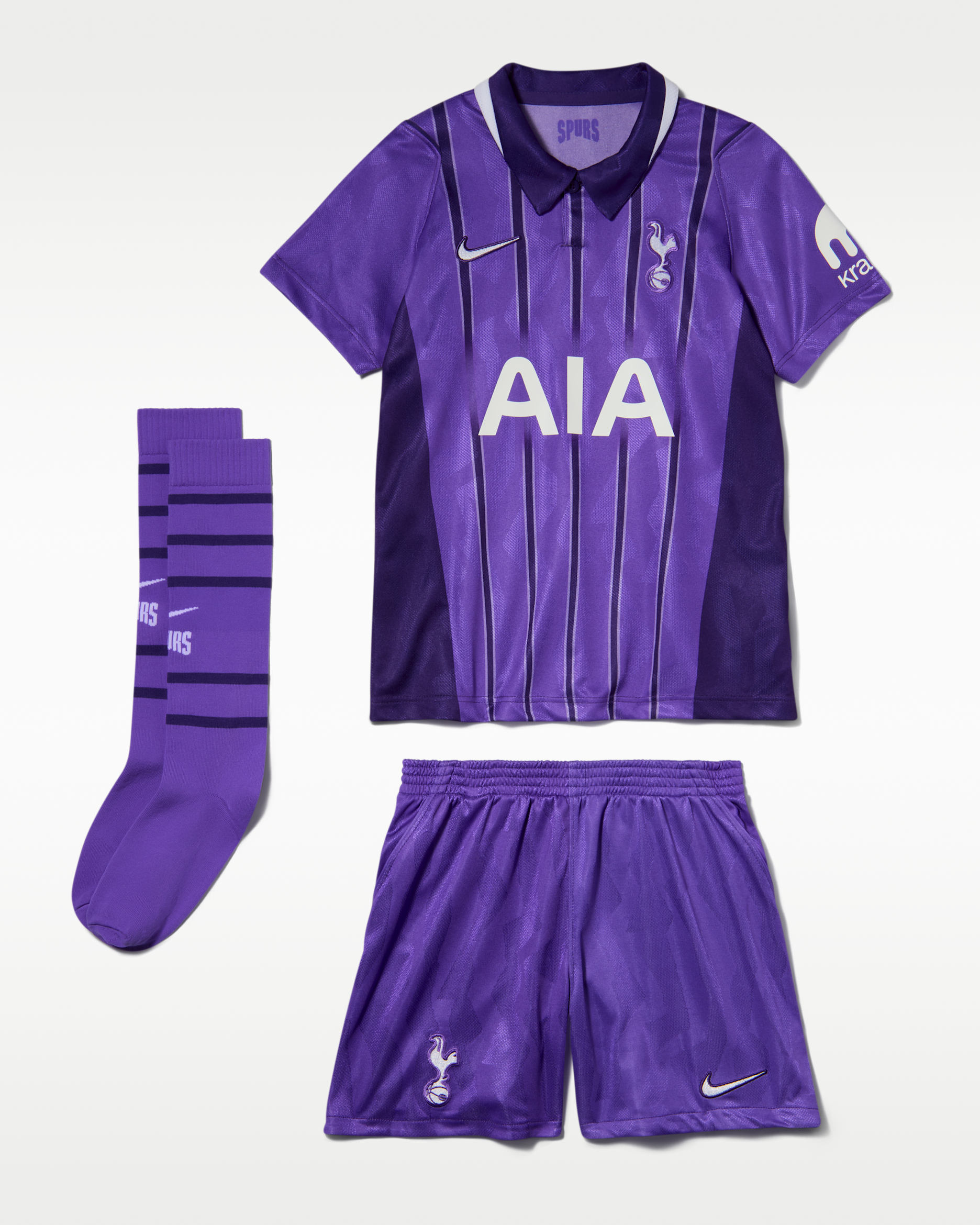 Tottenham Hotspur 2026/27 Stadium Third Younger Kids' Nike Soccer Replica 3-Piece Kit - Psychic Purple/New Orchid/White